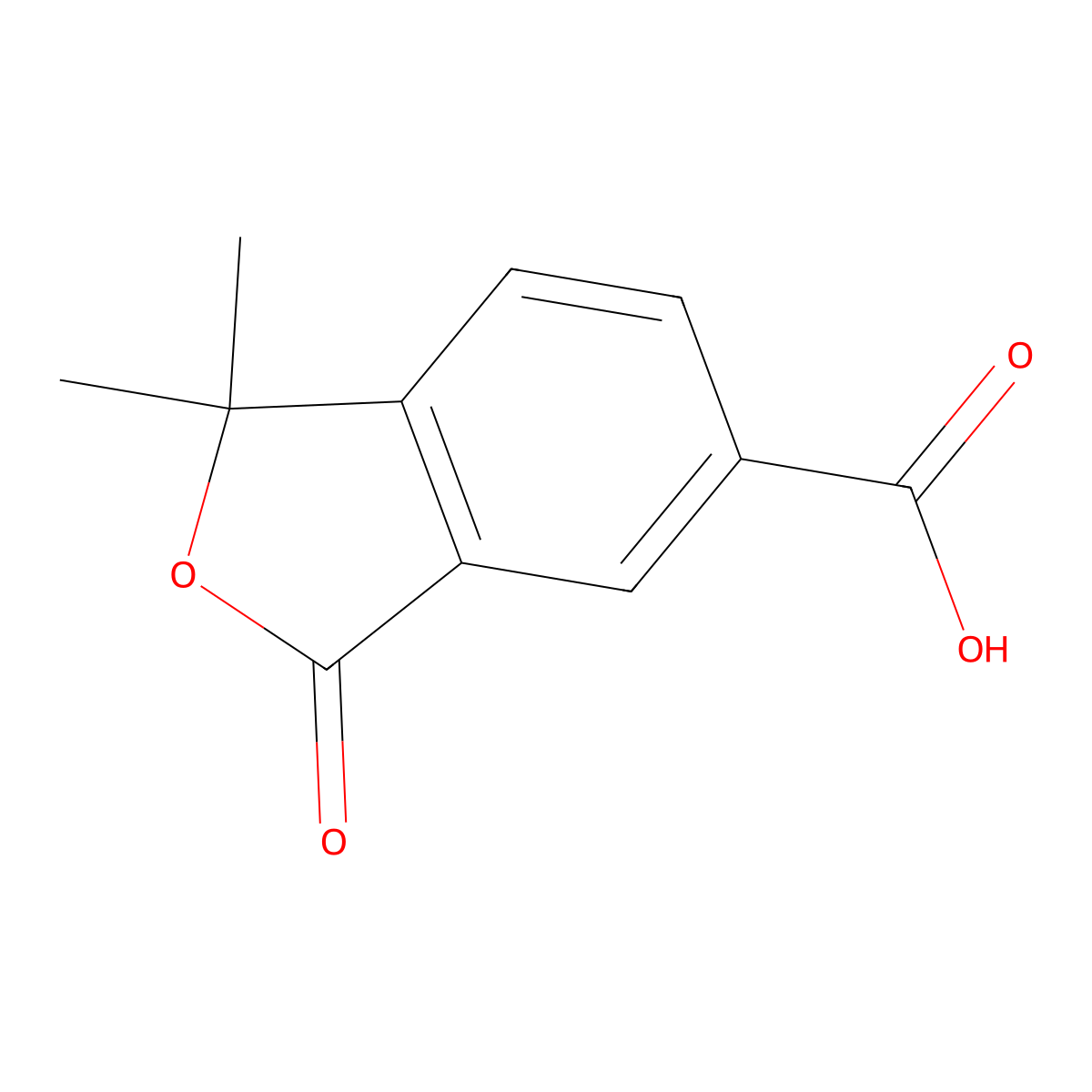 1,1-Dimethyl-3-oxo-1,3-dihydro-2-benzofuran-5-carboxylic acid molecular structure, CAS 1428-81-5