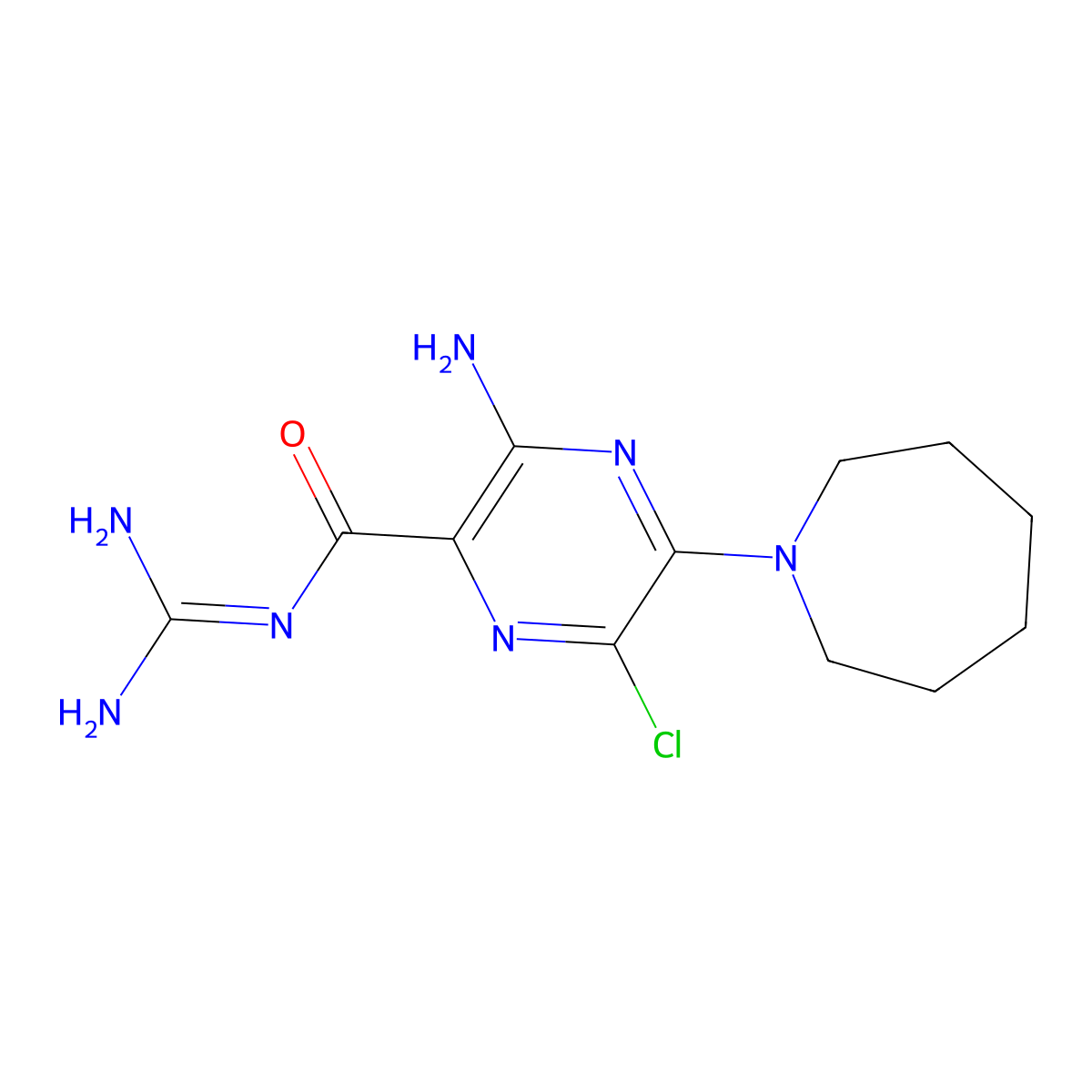 Hexamethylene amiloride molecular structure, CAS 1428-95-1