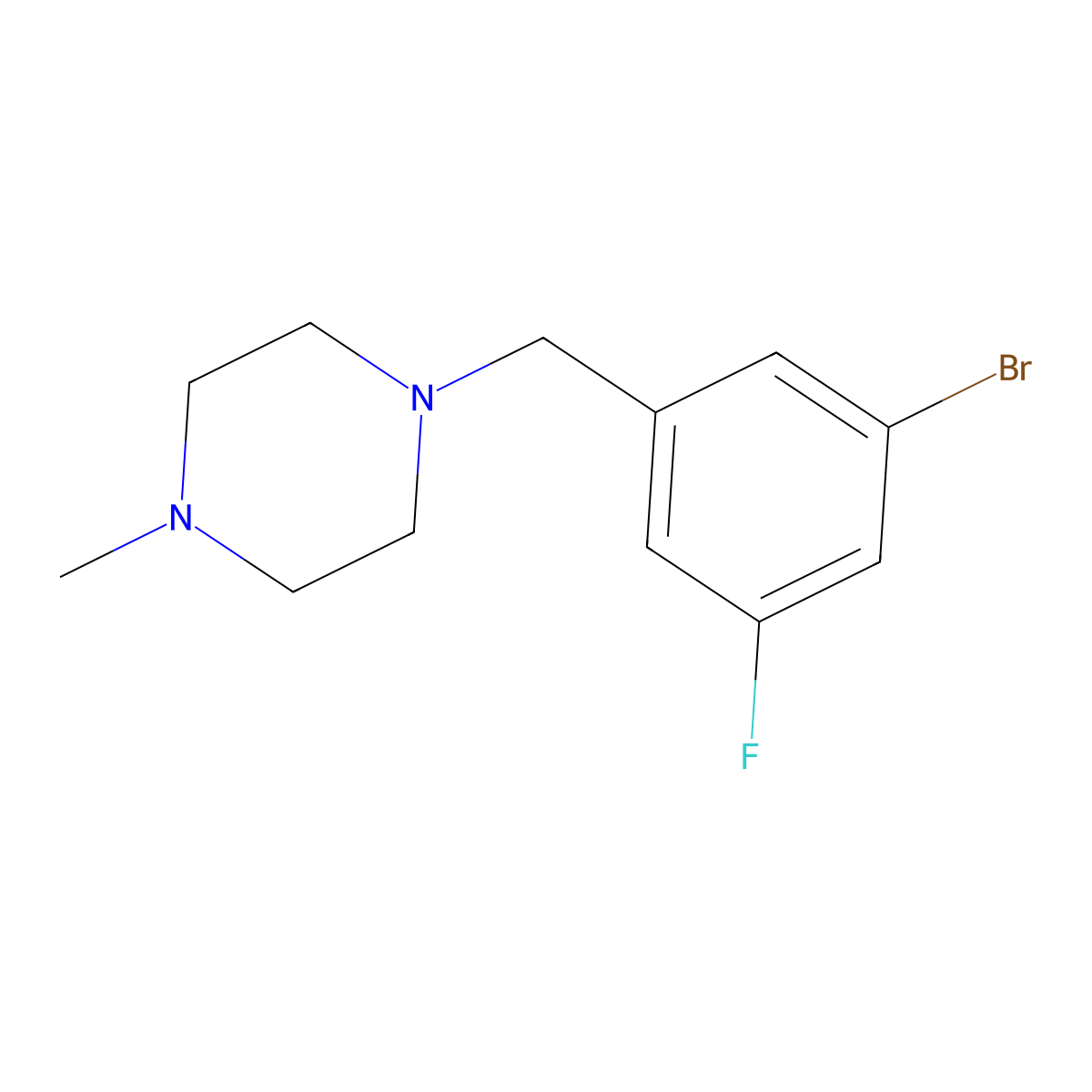 1-(3-Bromo-5-fluorobenzyl)-4-methylpiperazine molecular structure, CAS 1428065-36-4