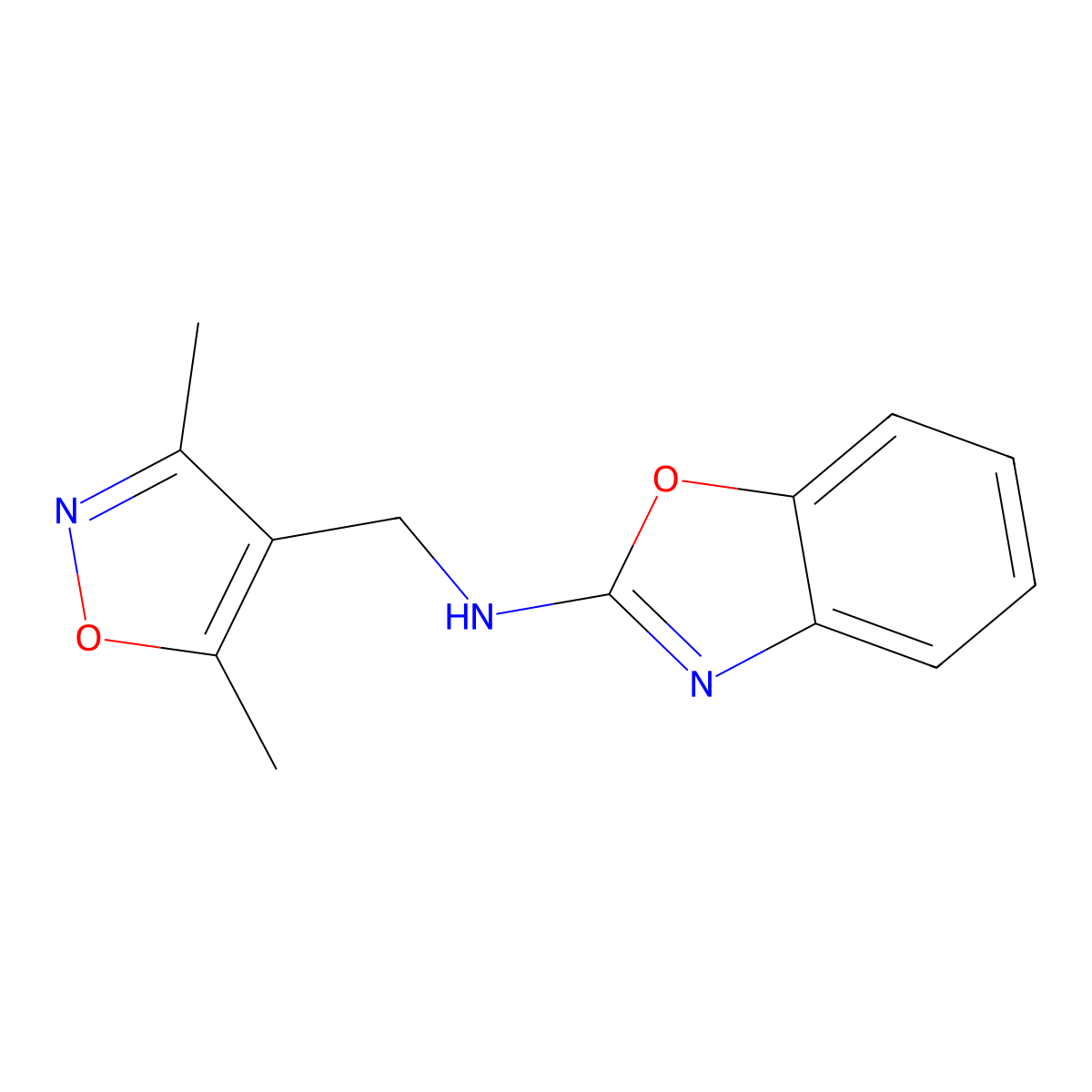 n-((3,5-Dimethylisoxazol-4-yl)methyl)benzo[d]oxazol-2-amine molecular structure, CAS 1428085-10-2