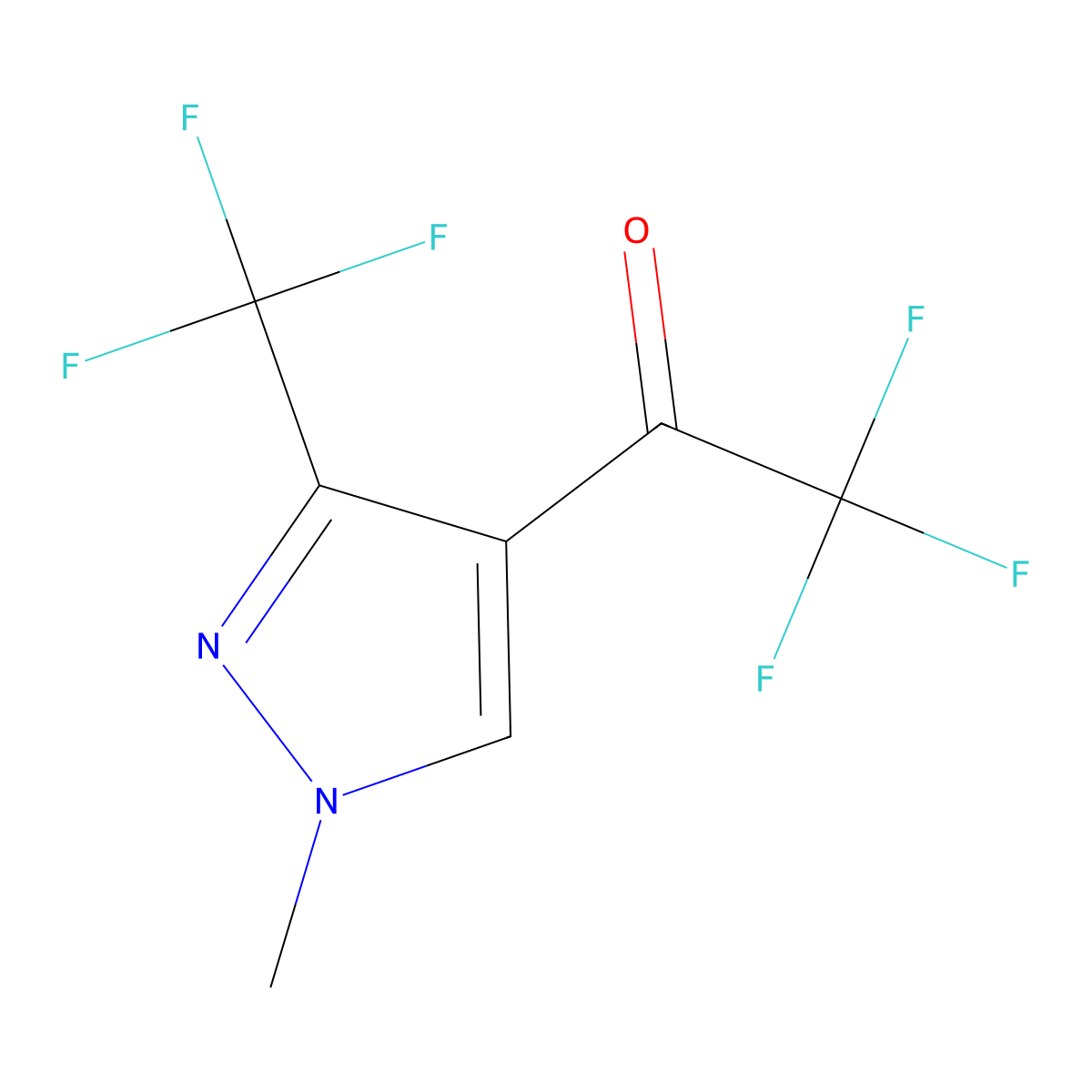 2,2,2-trifluoro-1-[1-methyl-3-(trifluoromethyl)-1H-pyrazol-4-yl]ethan-1-one molecular structure, CAS 142809-80-1