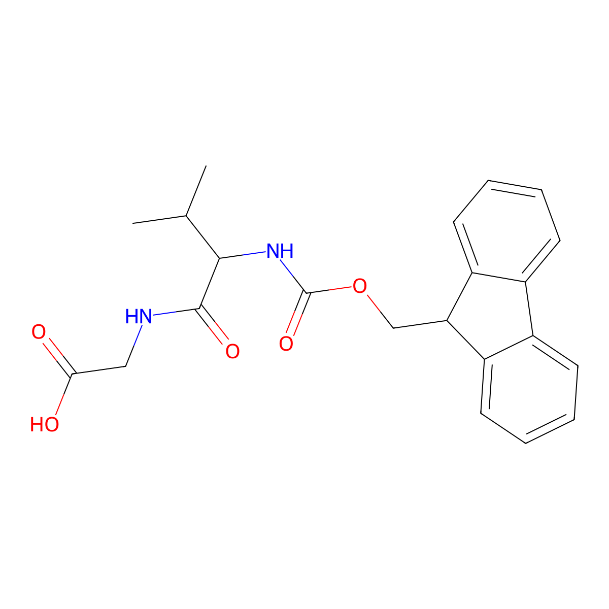 2-[(2S)-2-({[(9H-fluoren-9-yl)methoxy]carbonyl}amino)-3-methylbutanamido]acetic acid molecular structure, CAS 142810-19-3