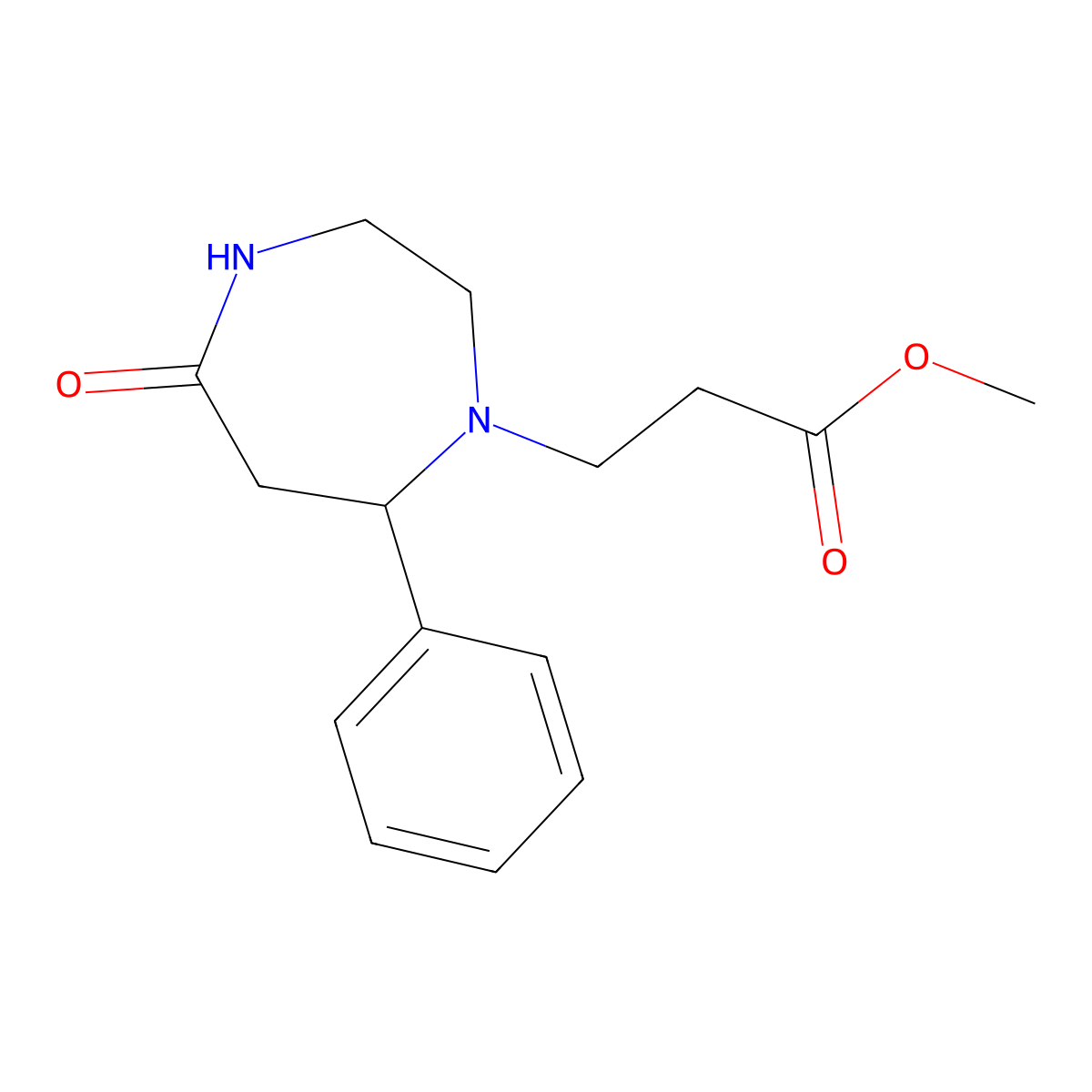 Methyl 3-(5-oxo-7-phenyl-1,4-diazepan-1-yl)propanoate molecular structure, CAS 1428101-05-6