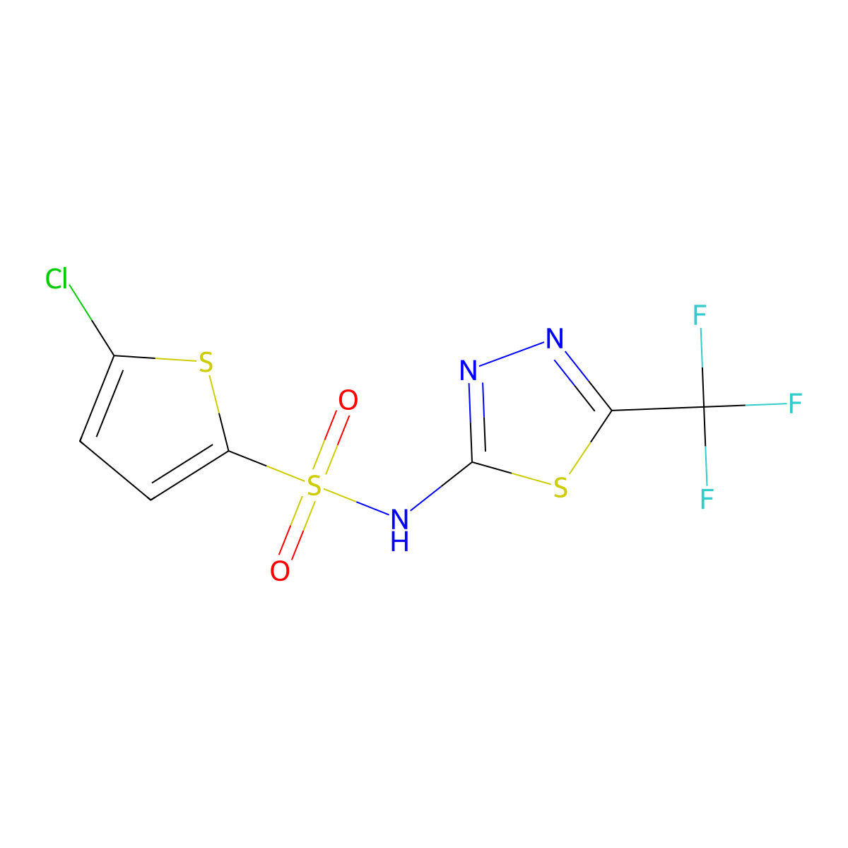5-Chloro-N-(5-(trifluoromethyl)-1,3,4-thiadiazol-2-YL)thiophene-2-sulfonamide molecular structure, CAS 1428107-08-7