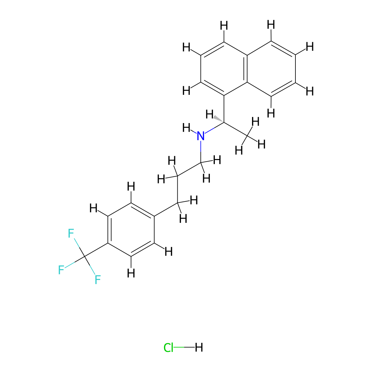 N-[(1R)-1-naphthalen-1-ylethyl]-3-[4-(trifluoromethyl)phenyl]propan-1-amine;hydrochloride molecular structure, CAS 1428118-39-1