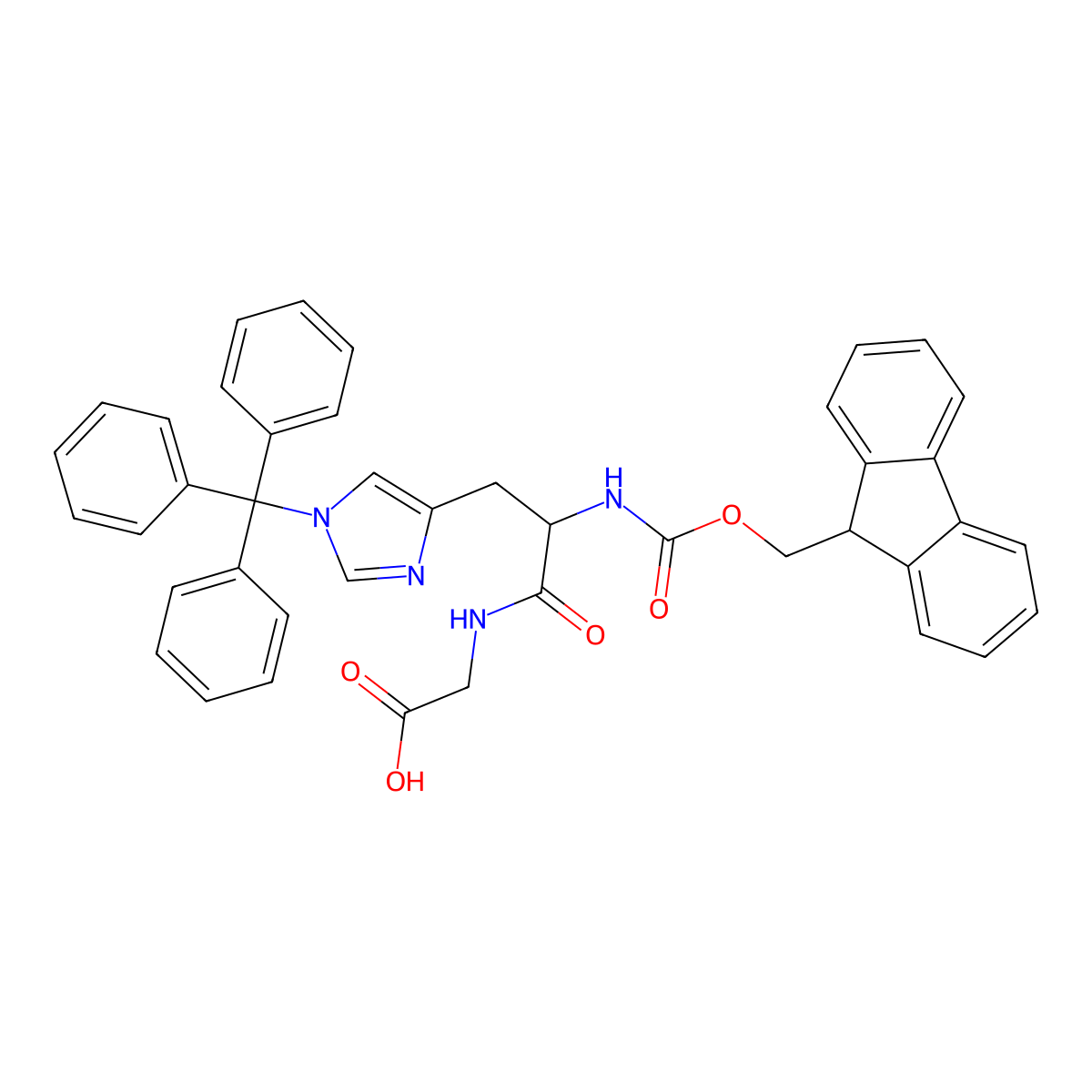 Fmoc-His(Trt)-Gly-OH molecular structure, CAS 1428125-83-0