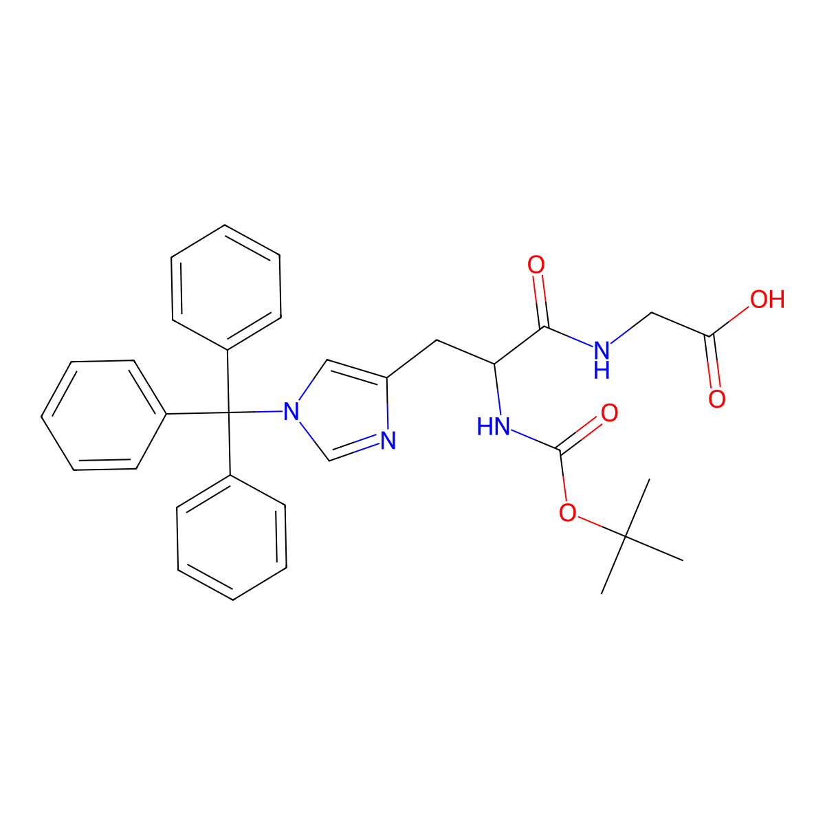 Boc-His(Trt)-Gly-OH molecular structure, CAS 1428125-85-2