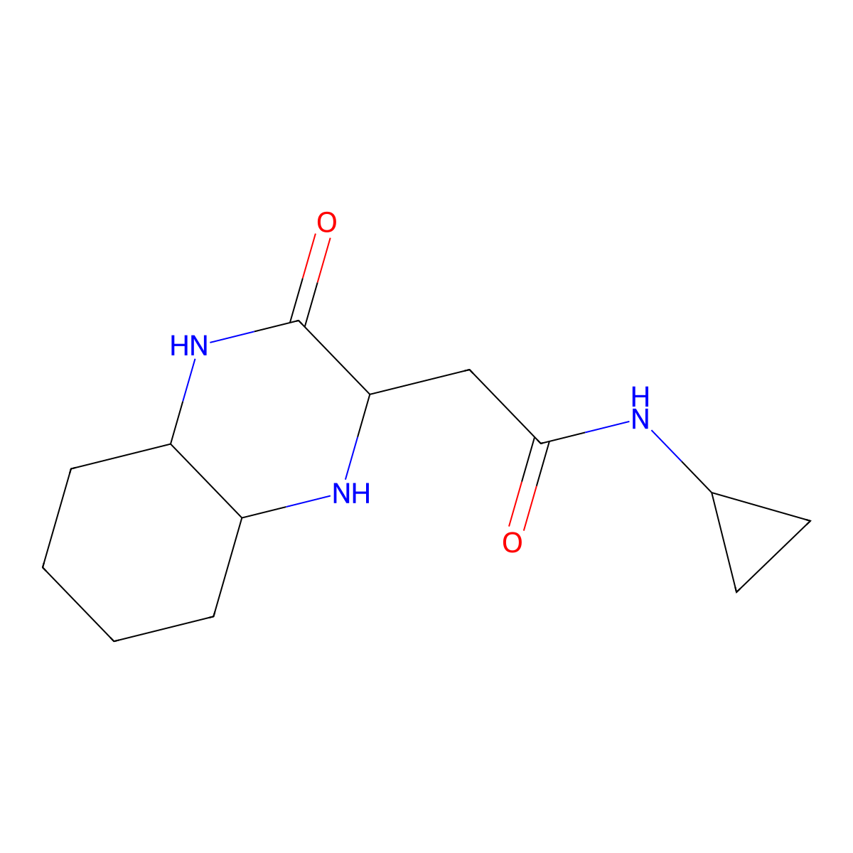 N-cyclopropyl-2-(3-oxodecahydroquinoxalin-2-yl)acetamide molecular structure, CAS 1428138-96-8