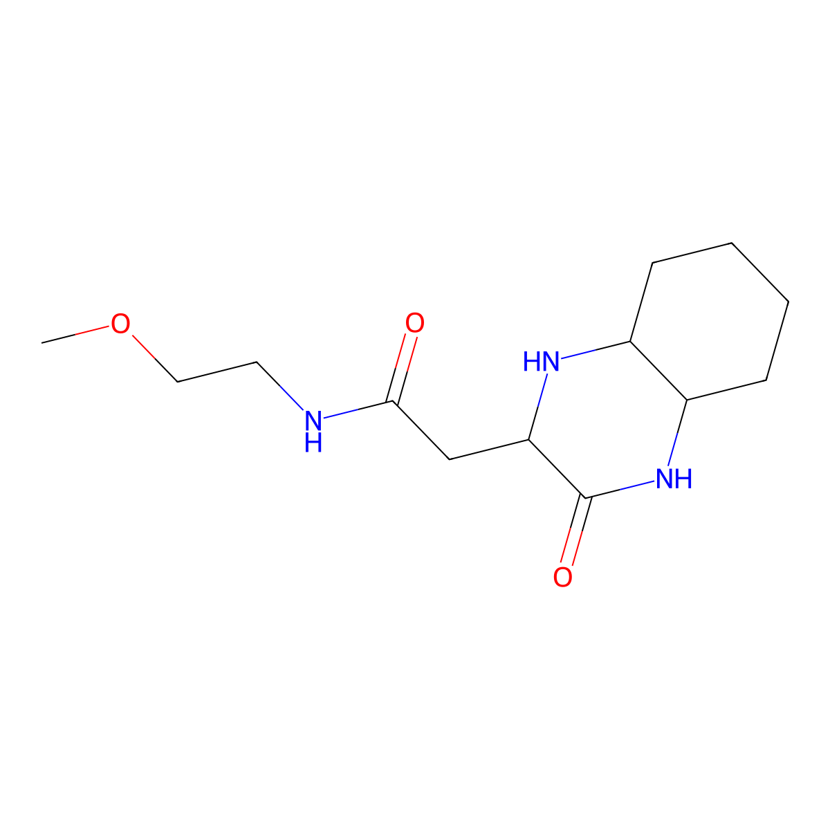 N-(2-methoxyethyl)-2-(3-oxodecahydroquinoxalin-2-yl)acetamide molecular structure, CAS 1428139-03-0