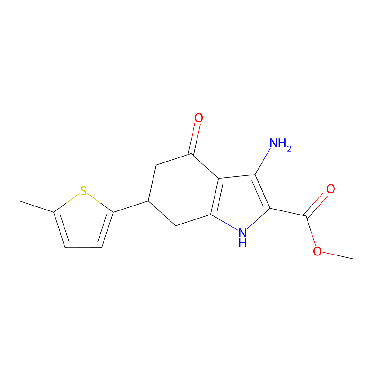 methyl 3-amino-6-(5-methyl-2-thienyl)-4-oxo-4,5,6,7-tetrahydro-1H-indole-2-carboxylate molecular structure, CAS 1428139-08-5