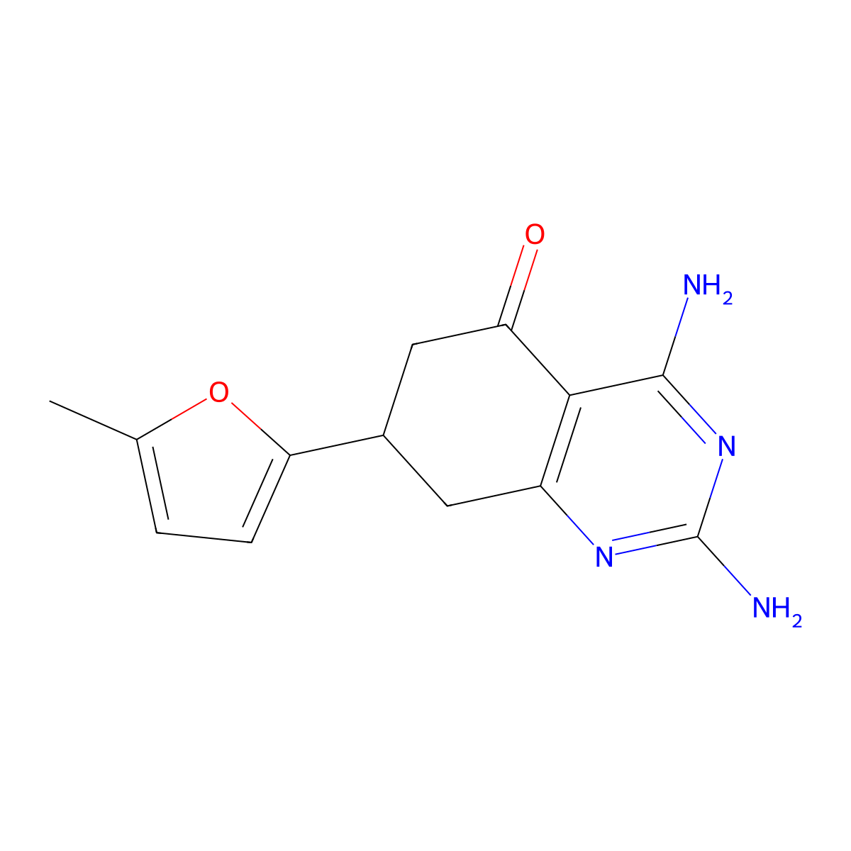 2,4-diamino-7-(5-methyl-2-furyl)-7,8-dihydroquinazolin-5(6H)-one molecular structure, CAS 1428139-13-2