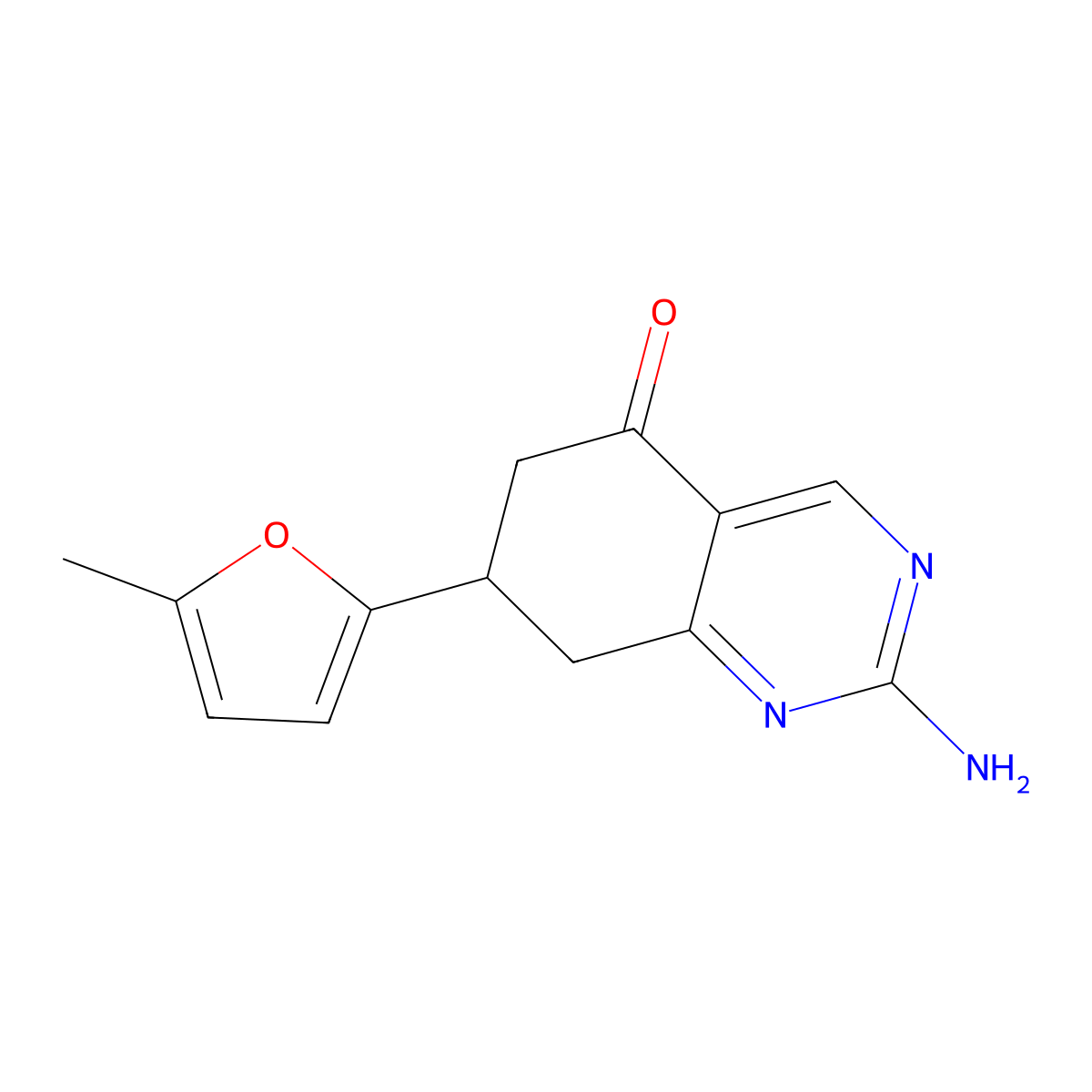 2-amino-7-(5-methyl-2-furyl)-7,8-dihydroquinazolin-5(6H)-one molecular structure, CAS 1428139-14-3