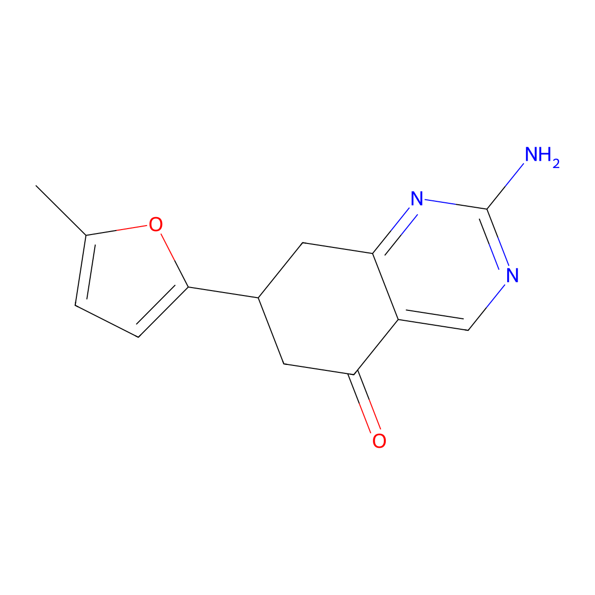 2-amino-7-(5-methyl-2-furyl)-7,8-dihydroquinazolin-5(6H)-one molecular structure, CAS 1428139-14-3