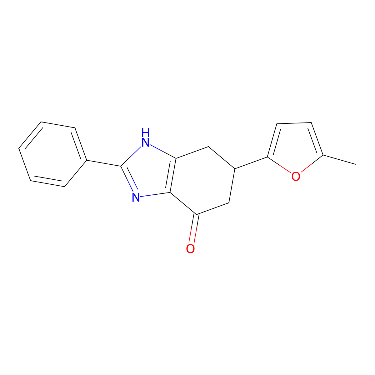 6-(5-methyl-2-furyl)-2-phenyl-1,5,6,7-tetrahydro-4H-benzimidazol-4-one molecular structure, CAS 1428139-15-4