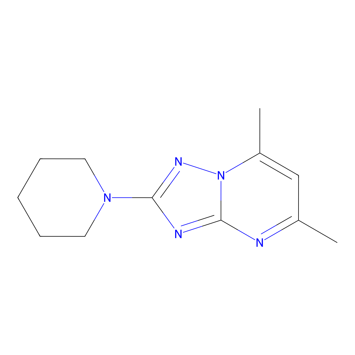 5,7-Dimethyl-2-(piperidin-1-yl)[1,2,4]triazolo[1,5-a]pyrimidine molecular structure, CAS 1428139-19-8