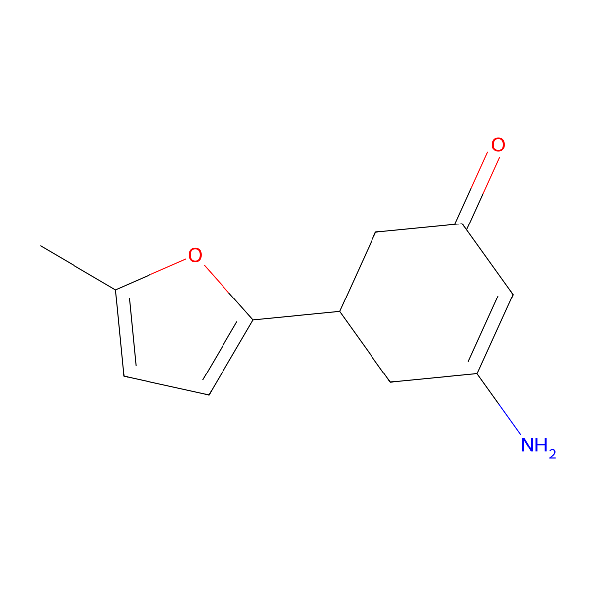 3-Amino-5-(5-methyl-2-furyl)cyclohex-2-en-1-one molecular structure, CAS 1428139-23-4