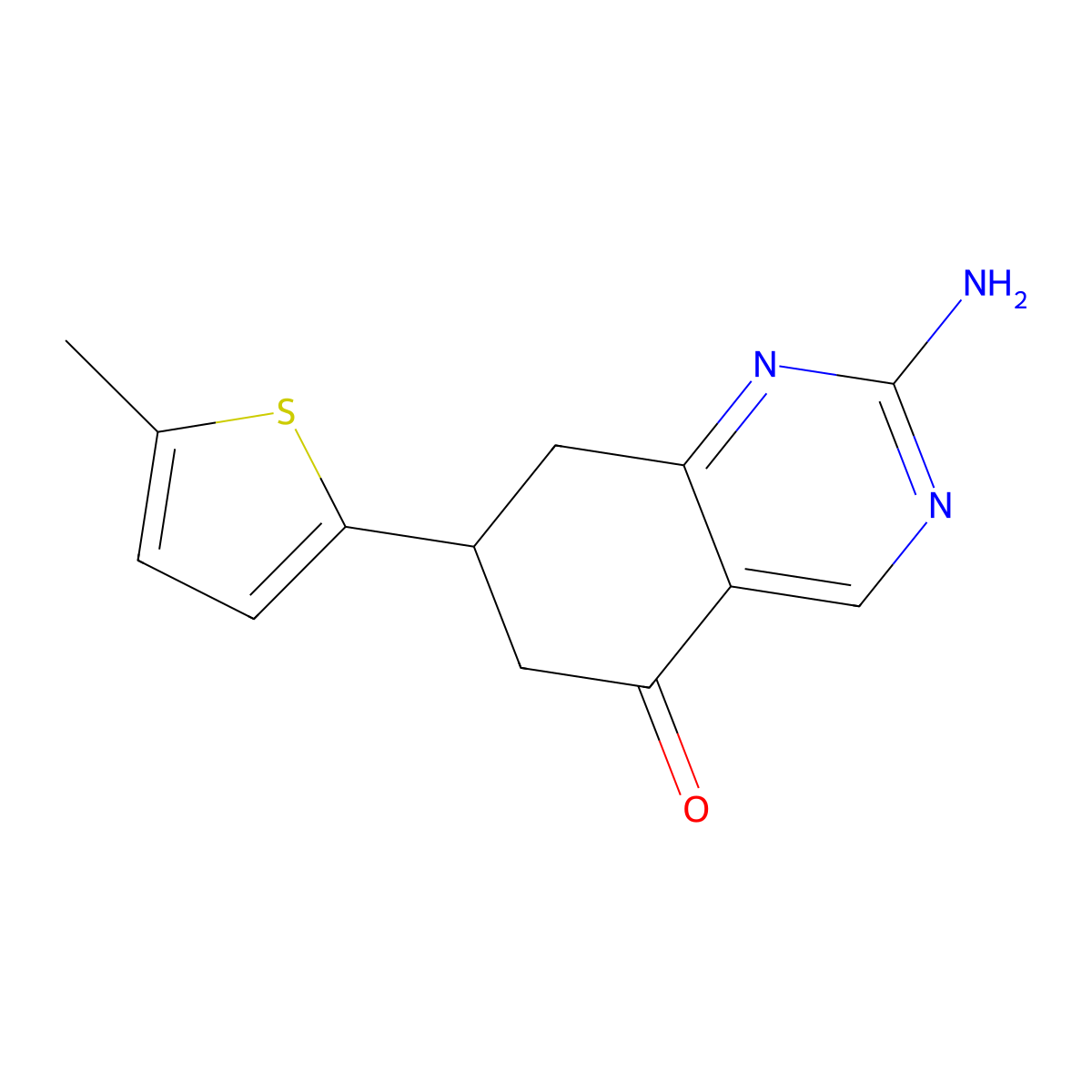 2-amino-7-(5-methyl-2-thienyl)-7,8-dihydroquinazolin-5(6H)-one molecular structure, CAS 1428139-24-5