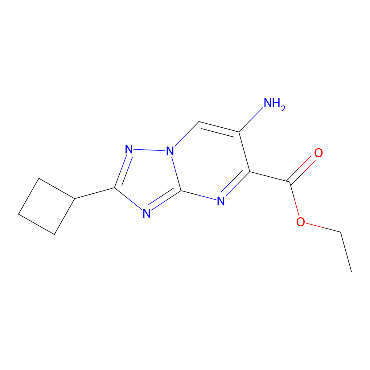 Ethyl 6-amino-2-cyclobutyl[1,2,4]triazolo[1,5-a]pyrimidine-5-carboxylate molecular structure, CAS 1428139-32-5