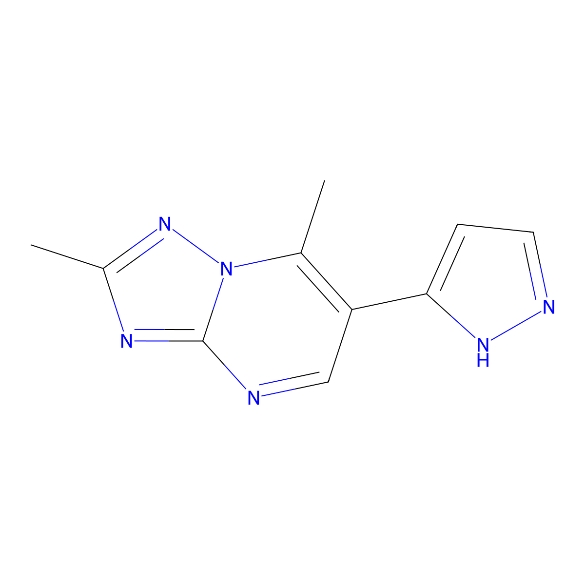 2,7-dimethyl-6-(1H-pyrazol-3-yl)[1,2,4]triazolo[1,5-a]pyrimidine molecular structure, CAS 1428139-39-2