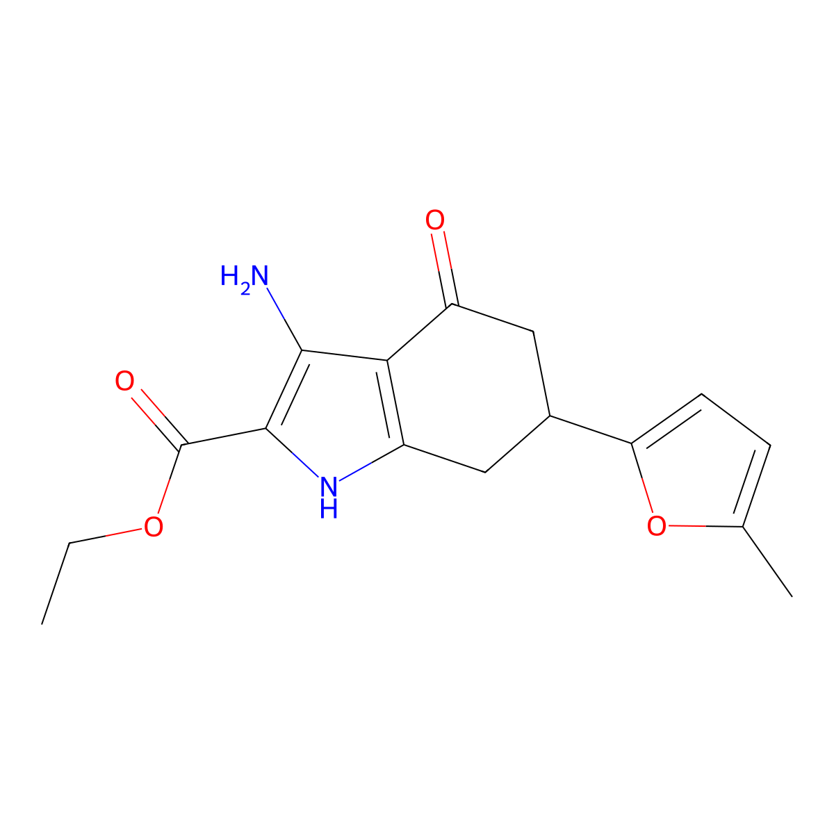 ethyl 3-amino-6-(5-methyl-2-furyl)-4-oxo-4,5,6,7-tetrahydro-1H-indole-2-carboxylate molecular structure, CAS 1428139-42-7