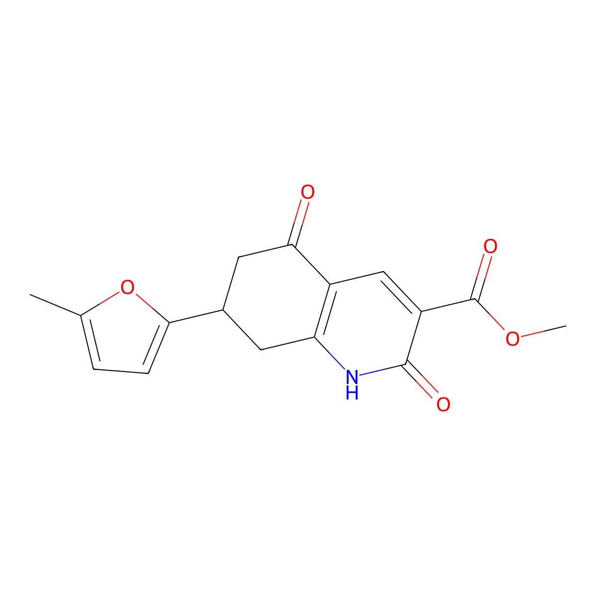Methyl 7-(5-methyl-2-furyl)-2,5-dioxo-1,2,5,6,7,8-hexahydroquinoline-3-carboxylate molecular structure, CAS 1428139-51-8