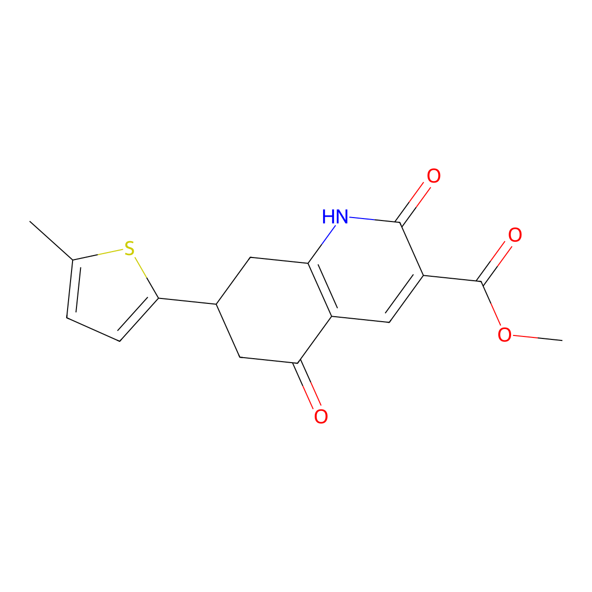 3-Quinolinecarboxylic acid, 1,2,5,6,7,8-hexahydro-7-(5-methyl-2-thienyl)-2,5-dioxo-, methyl ester molecular structure, CAS 1428139-56-3
