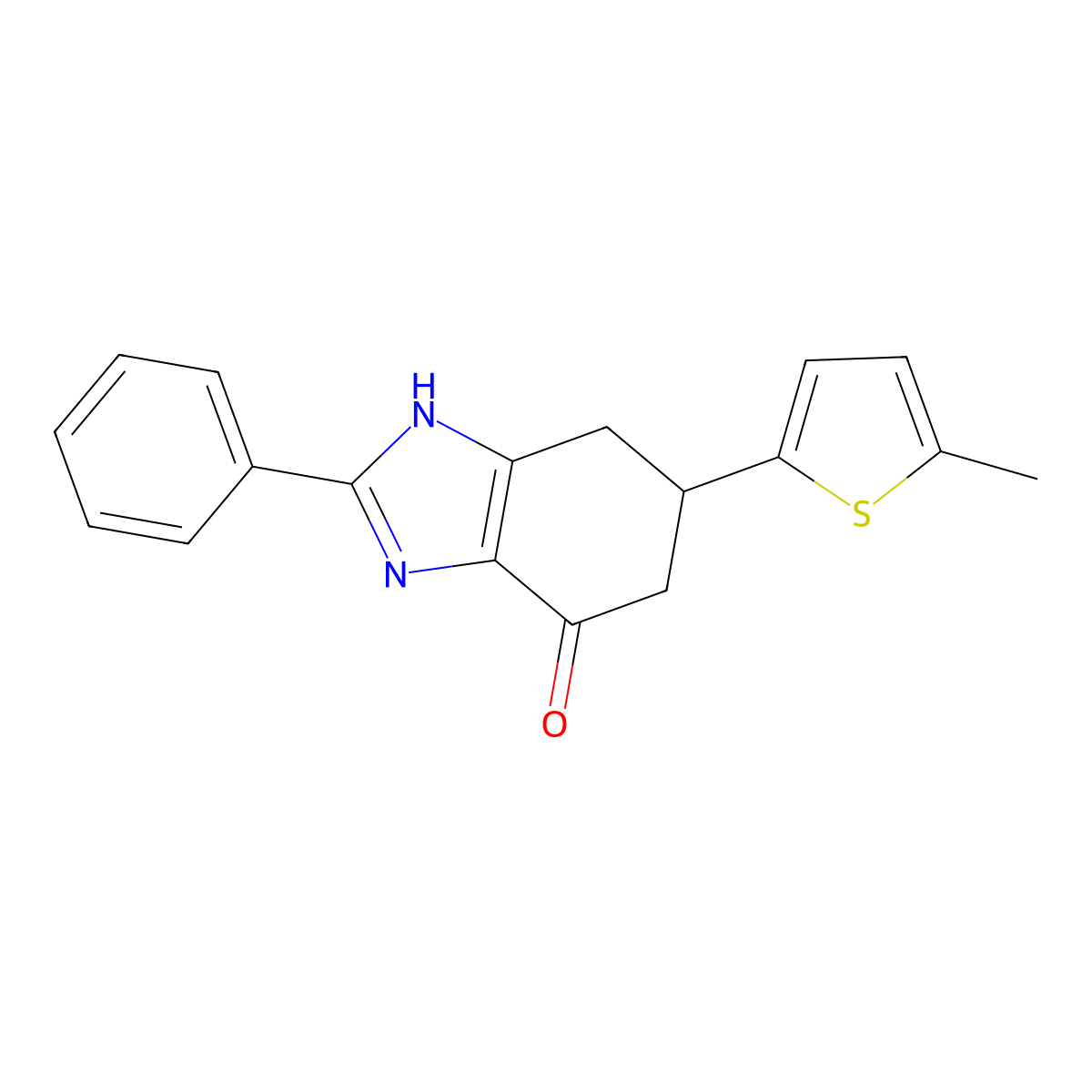 6-(5-methyl-2-thienyl)-2-phenyl-1,5,6,7-tetrahydro-4H-benzimidazol-4-one molecular structure, CAS 1428139-58-5
