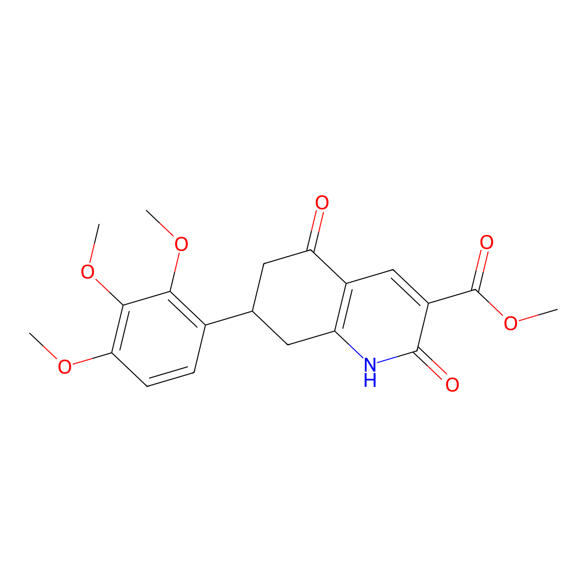 Methyl 2,5-dioxo-7-(2,3,4-trimethoxyphenyl)-1,2,5,6,7,8-hexahydroquinoline-3-carboxylate molecular structure, CAS 1428139-63-2