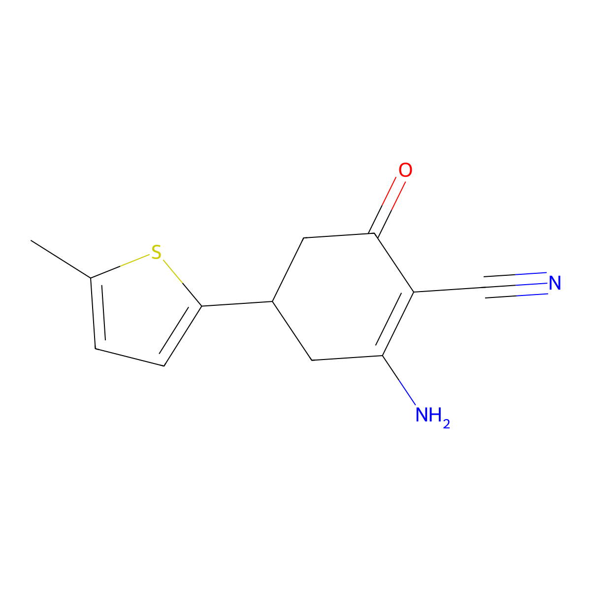 2-Amino-4-(5-methyl-2-thienyl)-6-oxocyclohex-1-ene-1-carbonitrile molecular structure, CAS 1428139-65-4