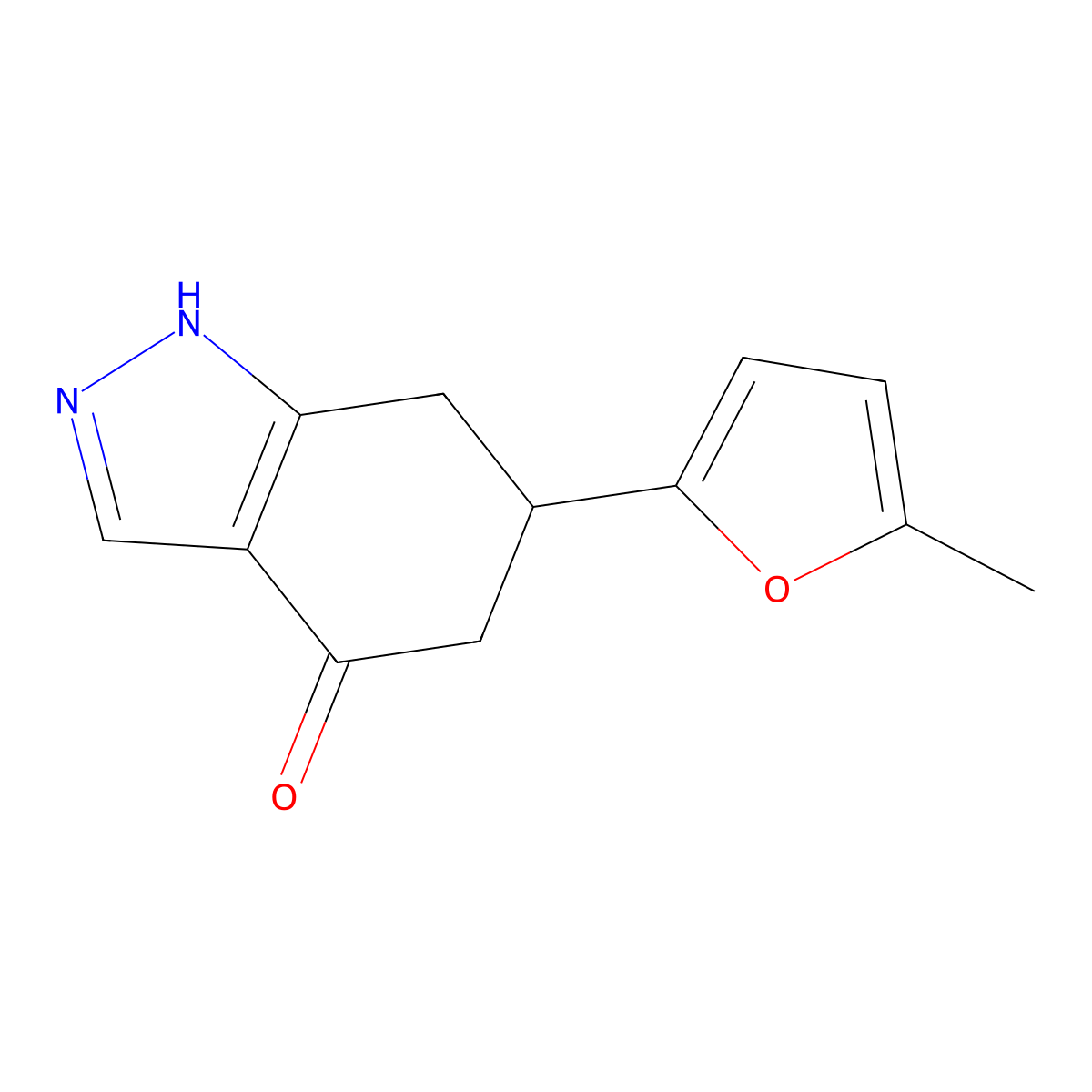 6-(5-methyl-2-furyl)-1,5,6,7-tetrahydro-4H-indazol-4-one molecular structure, CAS 1428139-68-7