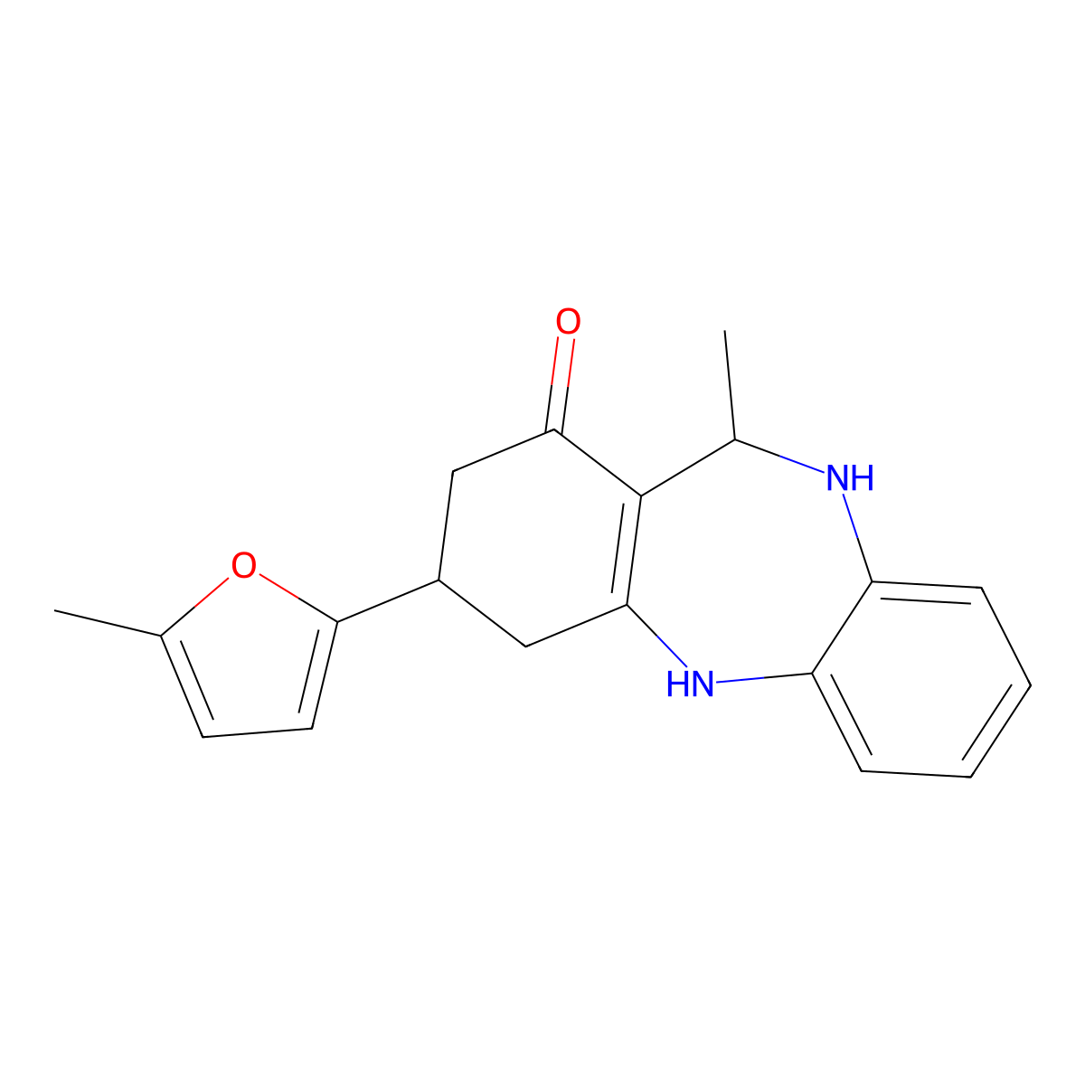 11-methyl-3-(5-methyl-2-furyl)-2,3,4,5,10,11-hexahydro-1H-dibenzo[b,e][1,4]diazepin-1-one molecular structure, CAS 1428139-69-8