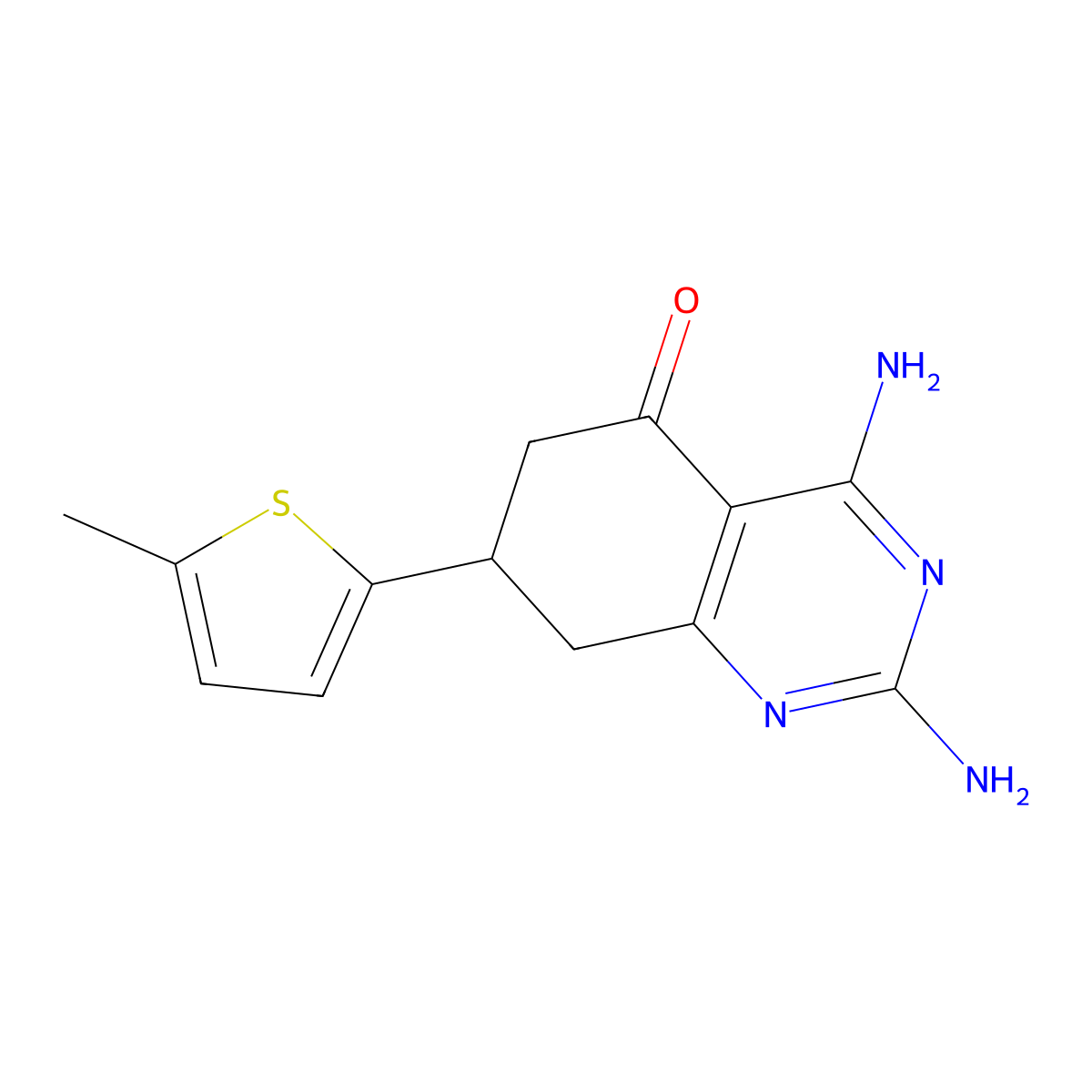 2,4-diamino-7-(5-methyl-2-thienyl)-7,8-dihydroquinazolin-5(6H)-one molecular structure, CAS 1428139-86-9