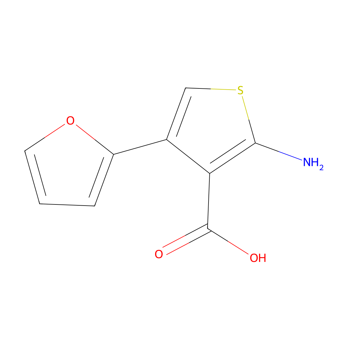 2-Amino-4-(2-furyl)thiophene-3-carboxylic acid molecular structure, CAS 1428141-37-0
