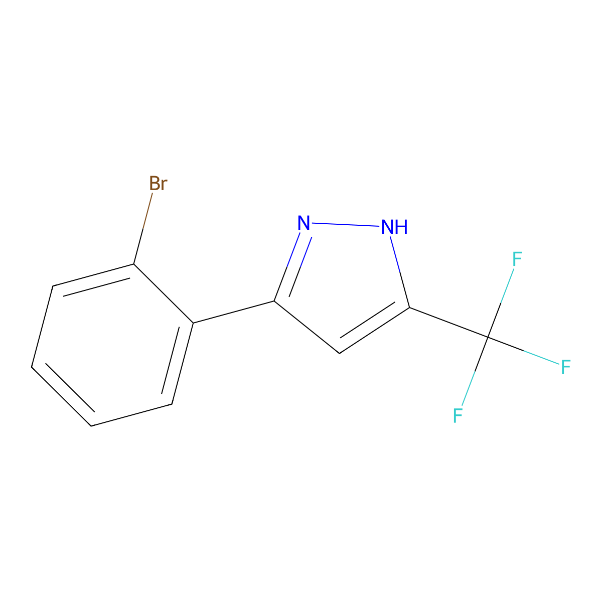 3-(2-Bromophenyl)-5-(trifluoromethyl)-1H-pyrazole molecular structure, CAS 1428143-49-0