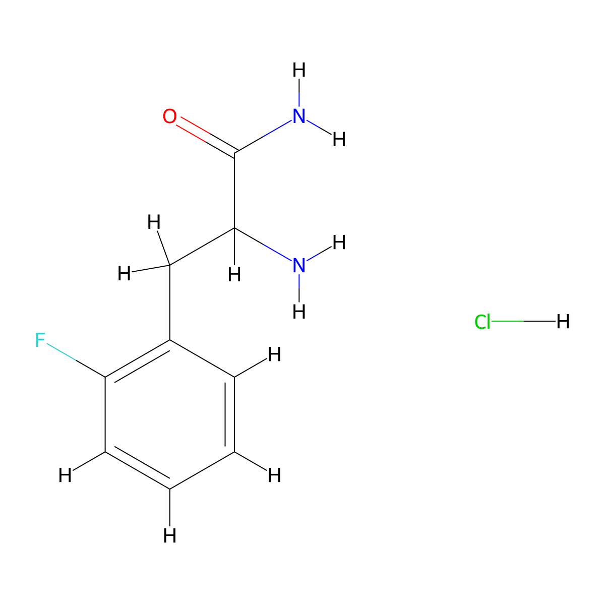 2-Amino-3-(2-fluorophenyl)propanamide hydrochloride molecular structure, CAS 1428149-29-4
