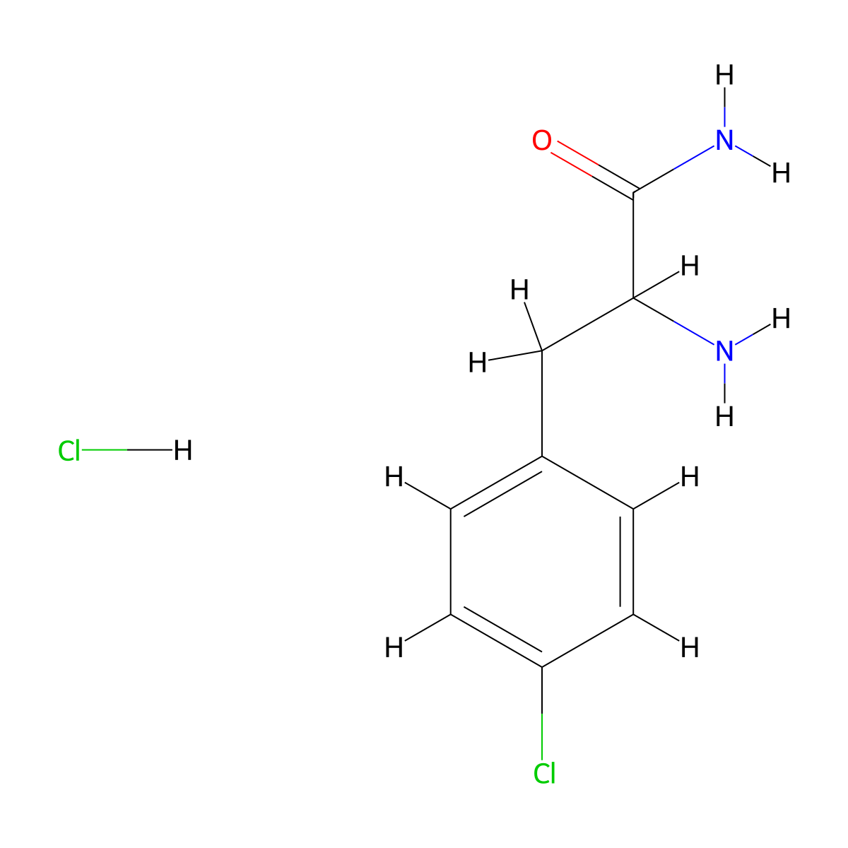 2-Amino-3-(4-chlorophenyl)propanamide hydrochloride molecular structure, CAS 1428149-31-8