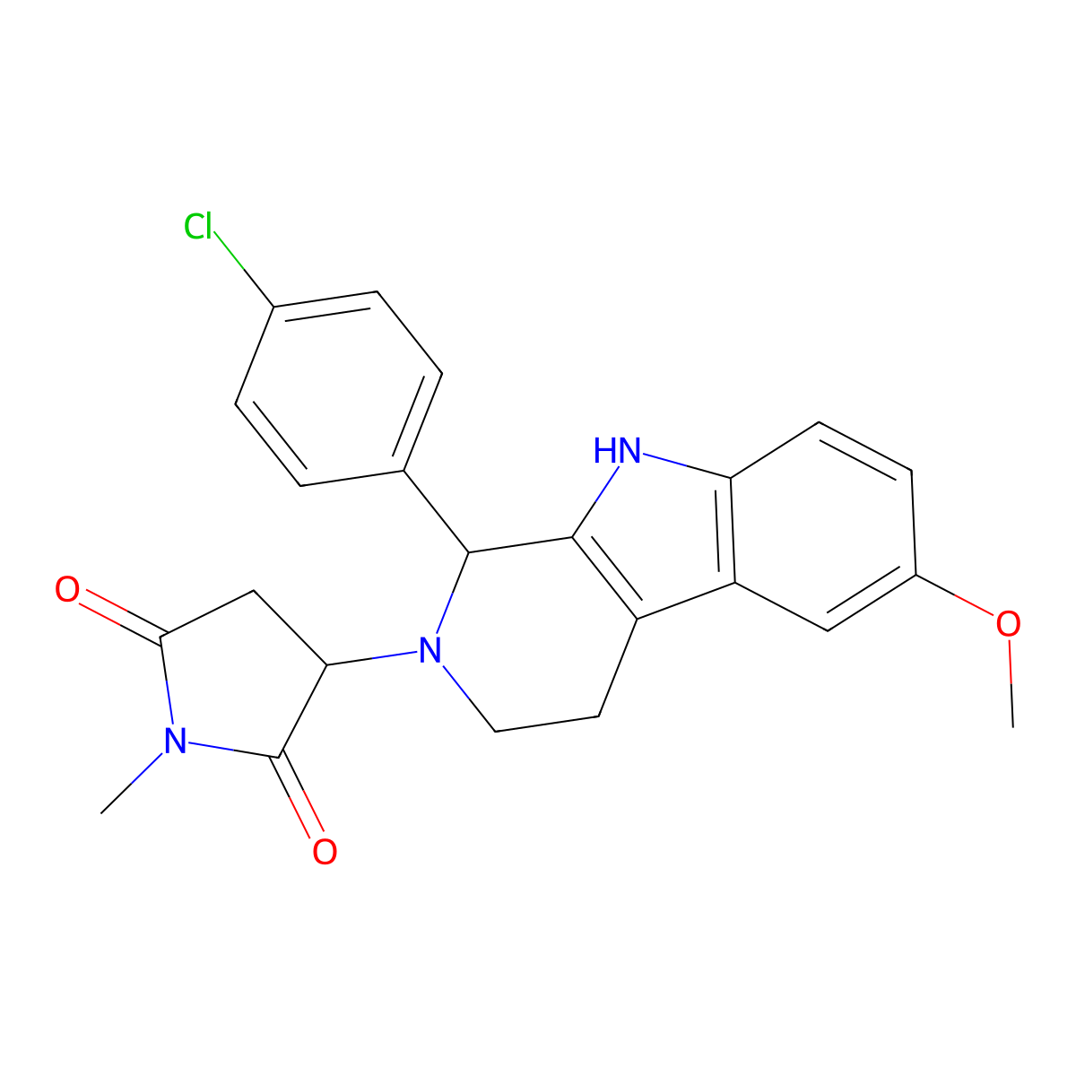 3-[1-(4-chlorophenyl)-6-methoxy-1,3,4,9-tetrahydro-2H-beta-carbolin-2-yl]-1-methylpyrrolidine-2,5-dione molecular structure, CAS 1428150-31-5