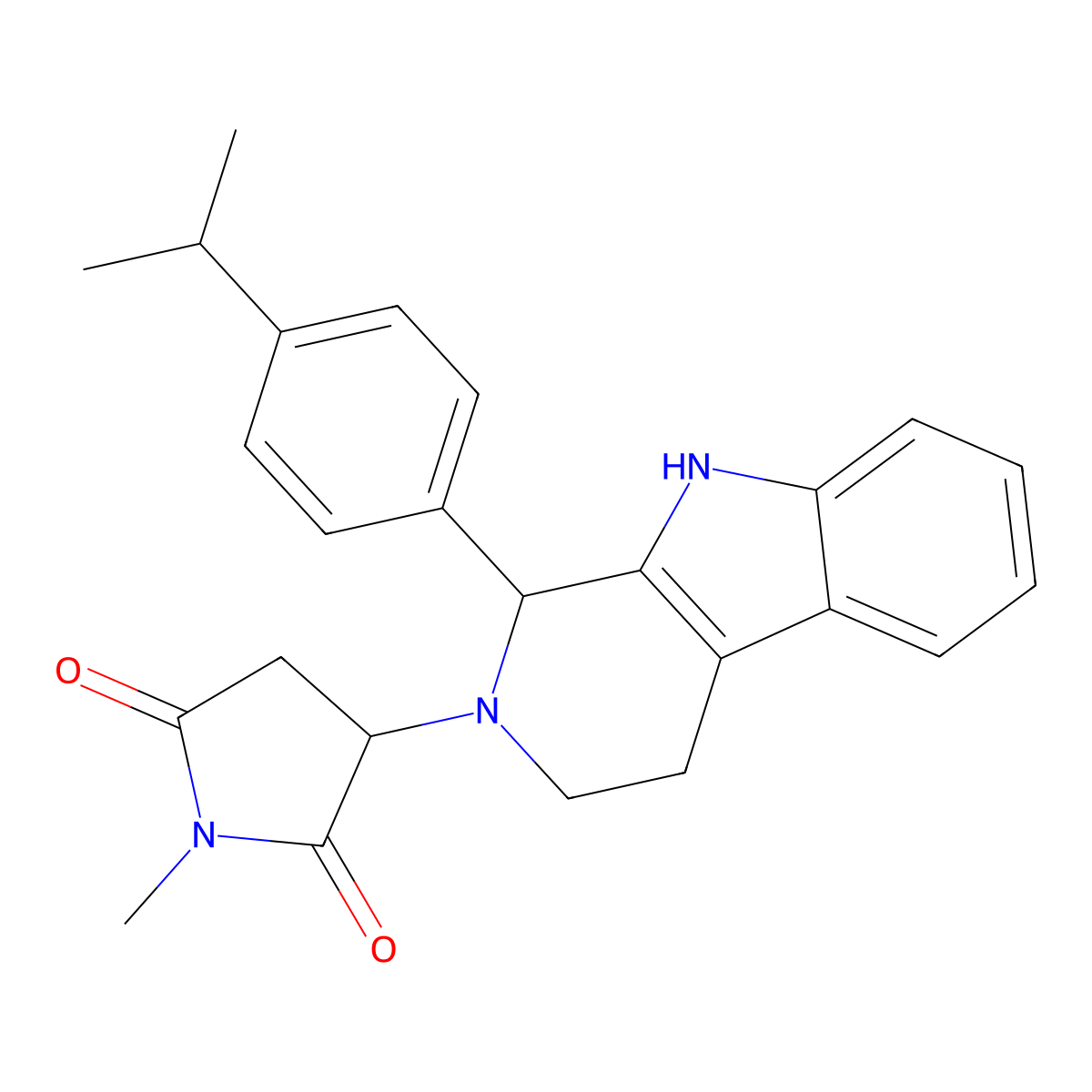 1-methyl-3-(1-(4-(1-methylethyl)phenyl)-1,3,4,9-tetrahydro-2H-beta-carbolin-2-yl)-2,5-pyrrolidinedione molecular structure, CAS 1428150-33-7