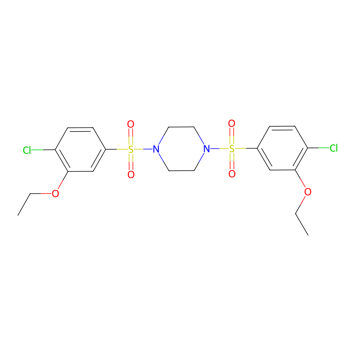 1,4-Bis(4-chloro-3-ethoxybenzenesulfonyl)piperazine molecular structure, CAS 1428150-39-3