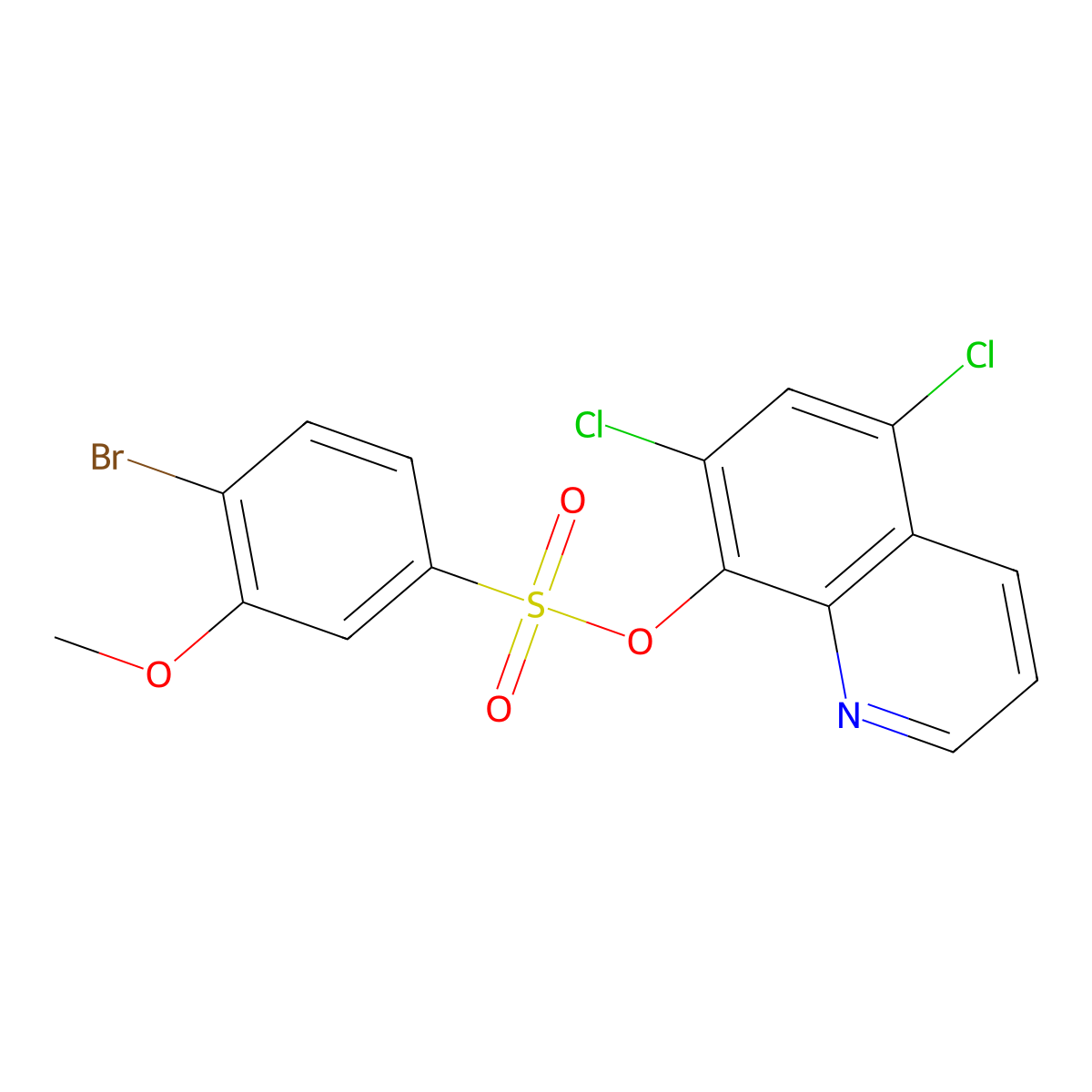 5,7-Dichloroquinolin-8-yl 4-bromo-3-methoxybenzene-1-sulfonate molecular structure, CAS 1428150-40-6