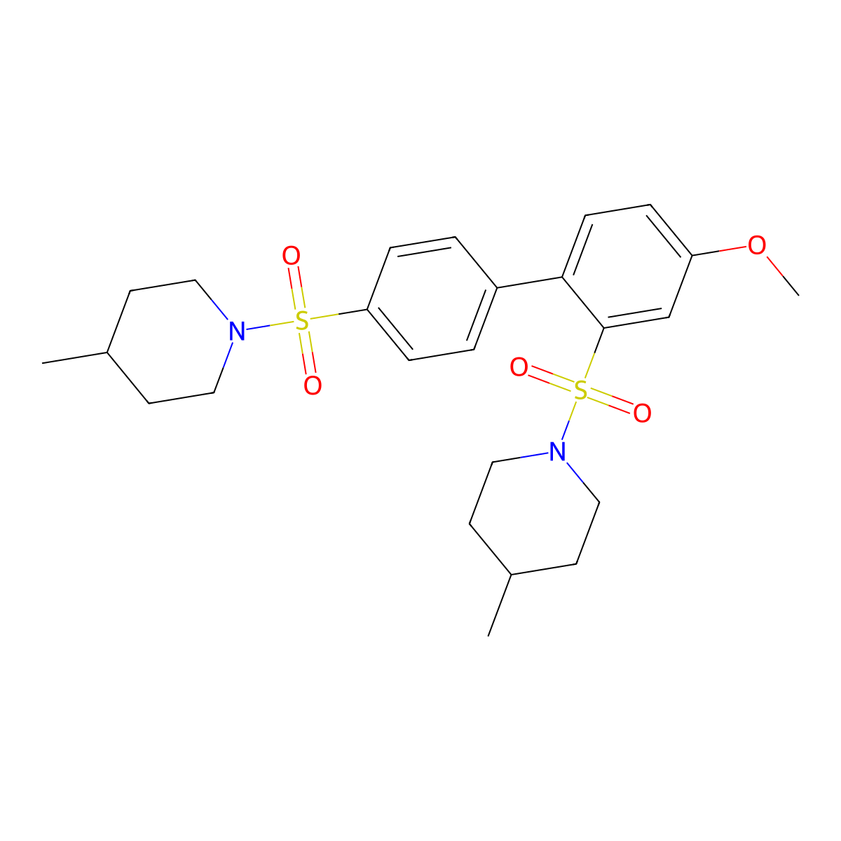 1-({4'-Methoxy-2'-[(4-methylpiperidin-1-yl)sulfonyl]-[1,1'-biphenyl]-4-yl}sulfonyl)-4-methylpiperidine molecular structure, CAS 1428150-42-8
