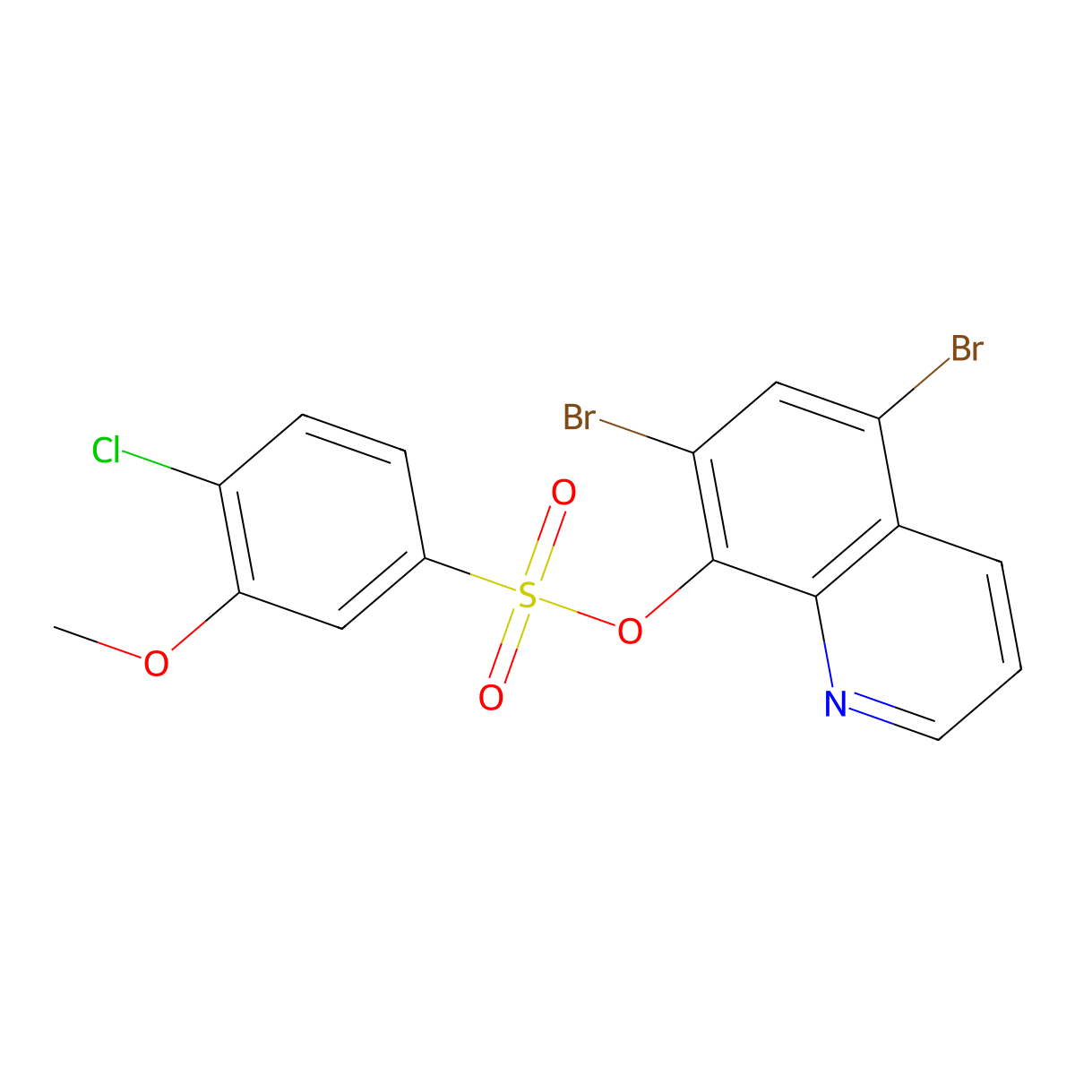 5,7-Dibromoquinolin-8-yl 4-chloro-3-methoxybenzene-1-sulfonate molecular structure, CAS 1428150-46-2