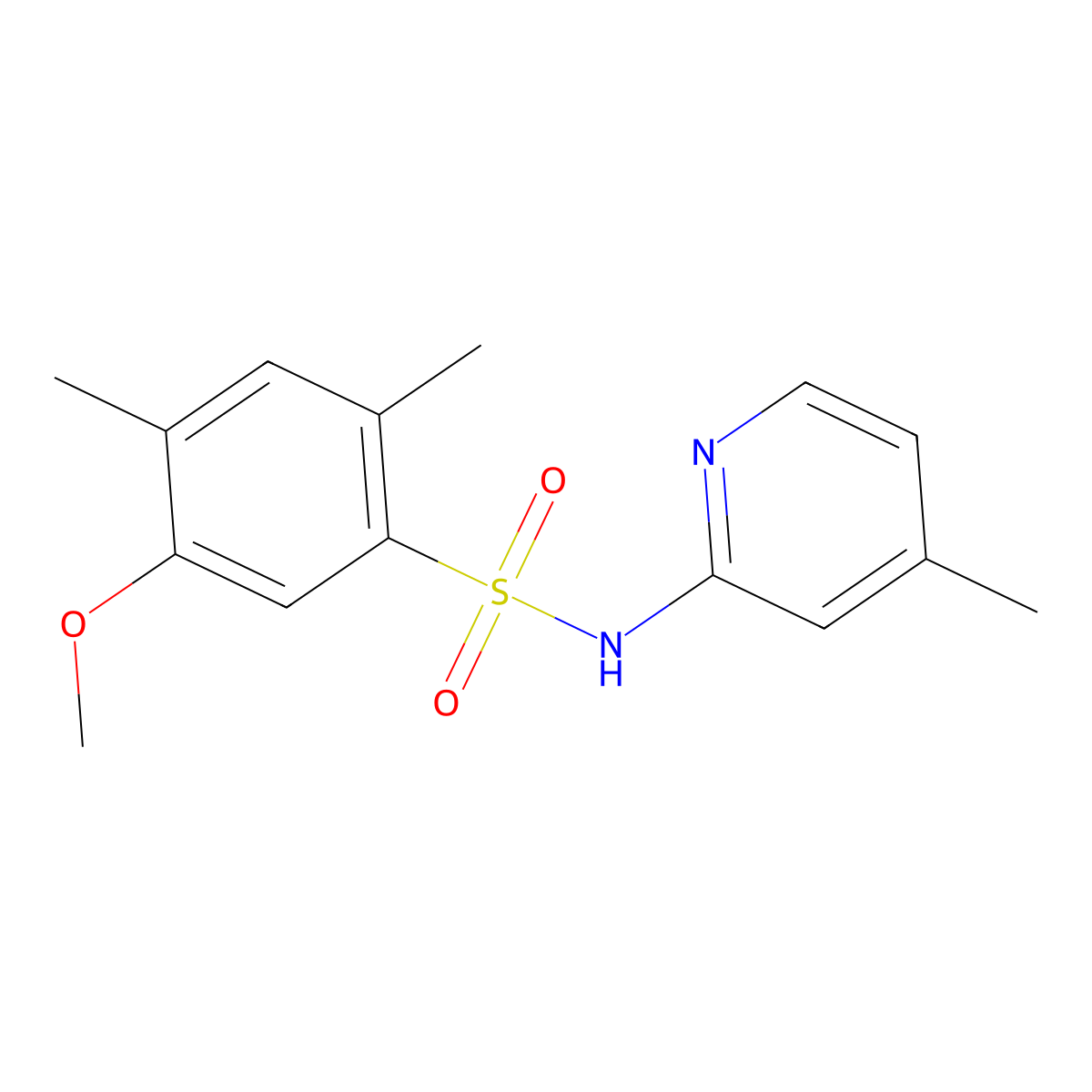 5-methoxy-2,4-dimethyl-N-(4-methylpyridin-2-yl)benzene-1-sulfonamide molecular structure, CAS 1428150-48-4