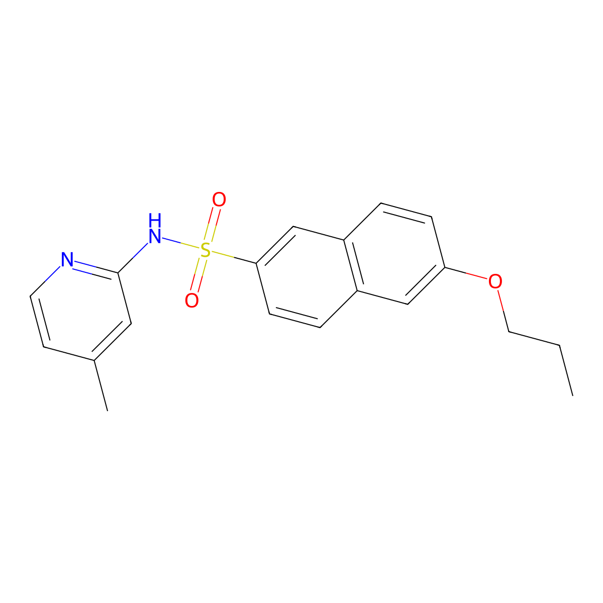 N-(4-methyl-2-pyridinyl)-6-propoxy-2-naphthalenesulfonamide molecular structure, CAS 1428150-51-9