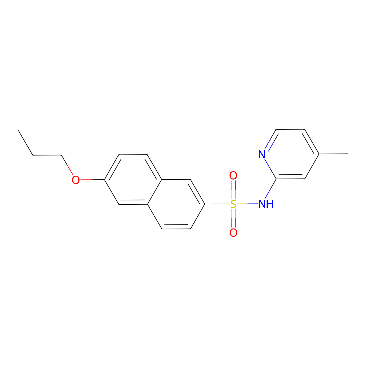 N-(4-methyl-2-pyridinyl)-6-propoxy-2-naphthalenesulfonamide molecular structure, CAS 1428150-51-9