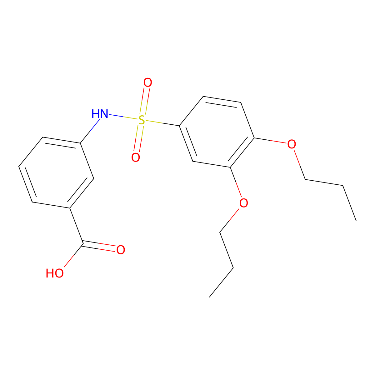 3-(3,4-Dipropoxybenzenesulfonamido)benzoic acid molecular structure, CAS 1428150-72-4