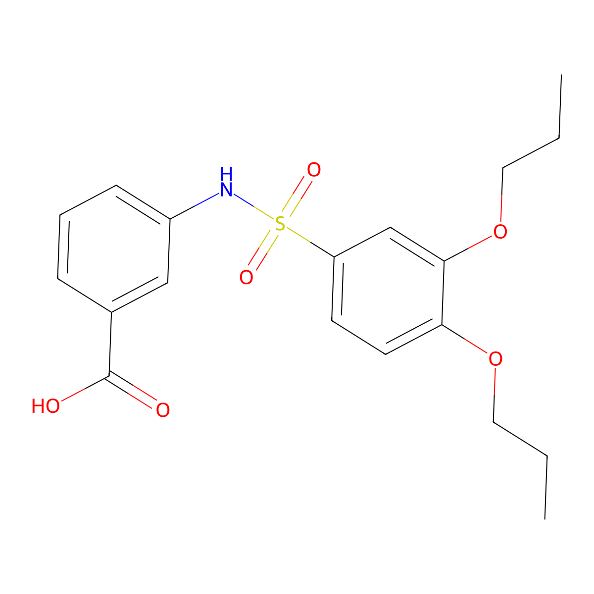 3-(3,4-Dipropoxybenzenesulfonamido)benzoic acid molecular structure, CAS 1428150-72-4