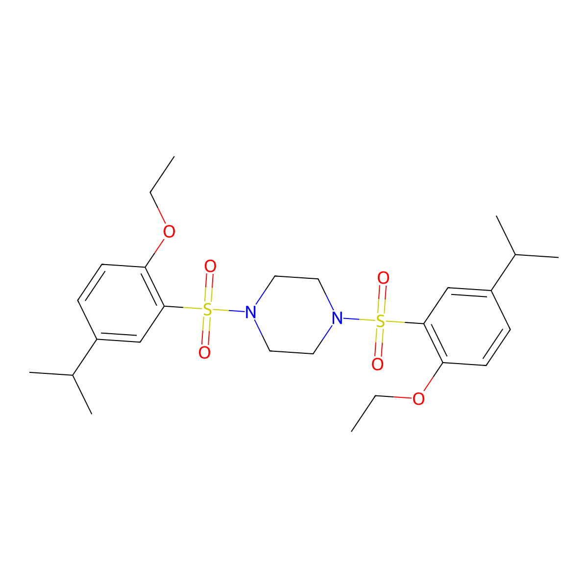 1,4-Bis[2-ethoxy-5-(propan-2-yl)benzenesulfonyl]piperazine molecular structure, CAS 1428150-80-4