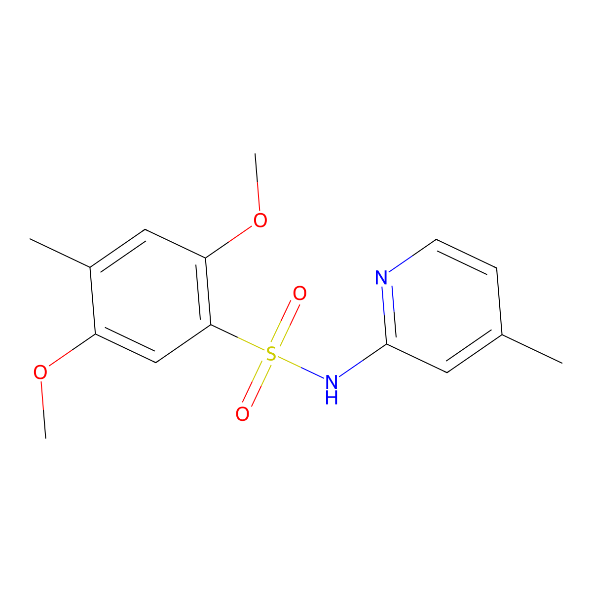 2,5-dimethoxy-4-methyl-N-(4-methylpyridin-2-yl)benzene-1-sulfonamide molecular structure, CAS 1428150-85-9