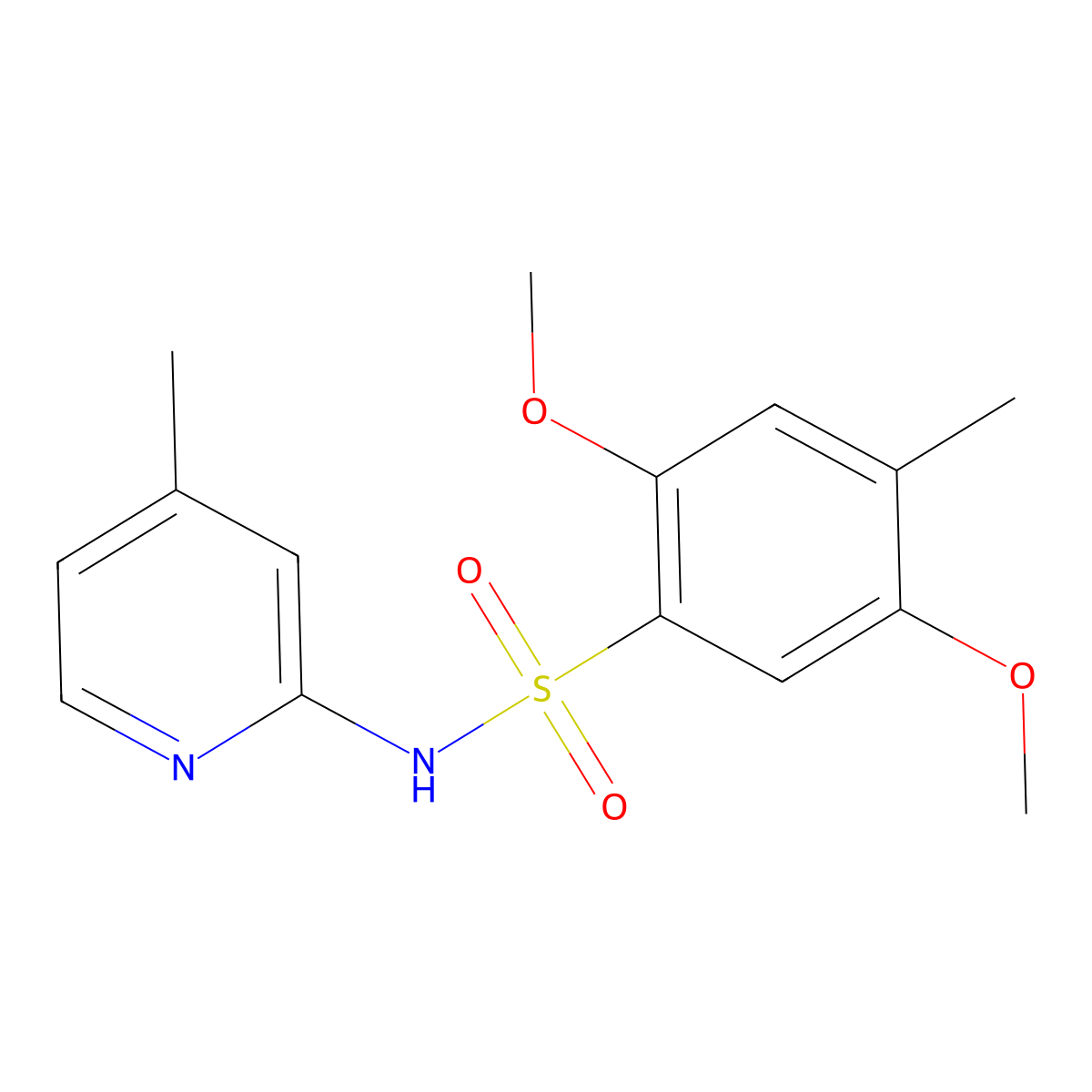 2,5-dimethoxy-4-methyl-N-(4-methylpyridin-2-yl)benzene-1-sulfonamide molecular structure, CAS 1428150-85-9